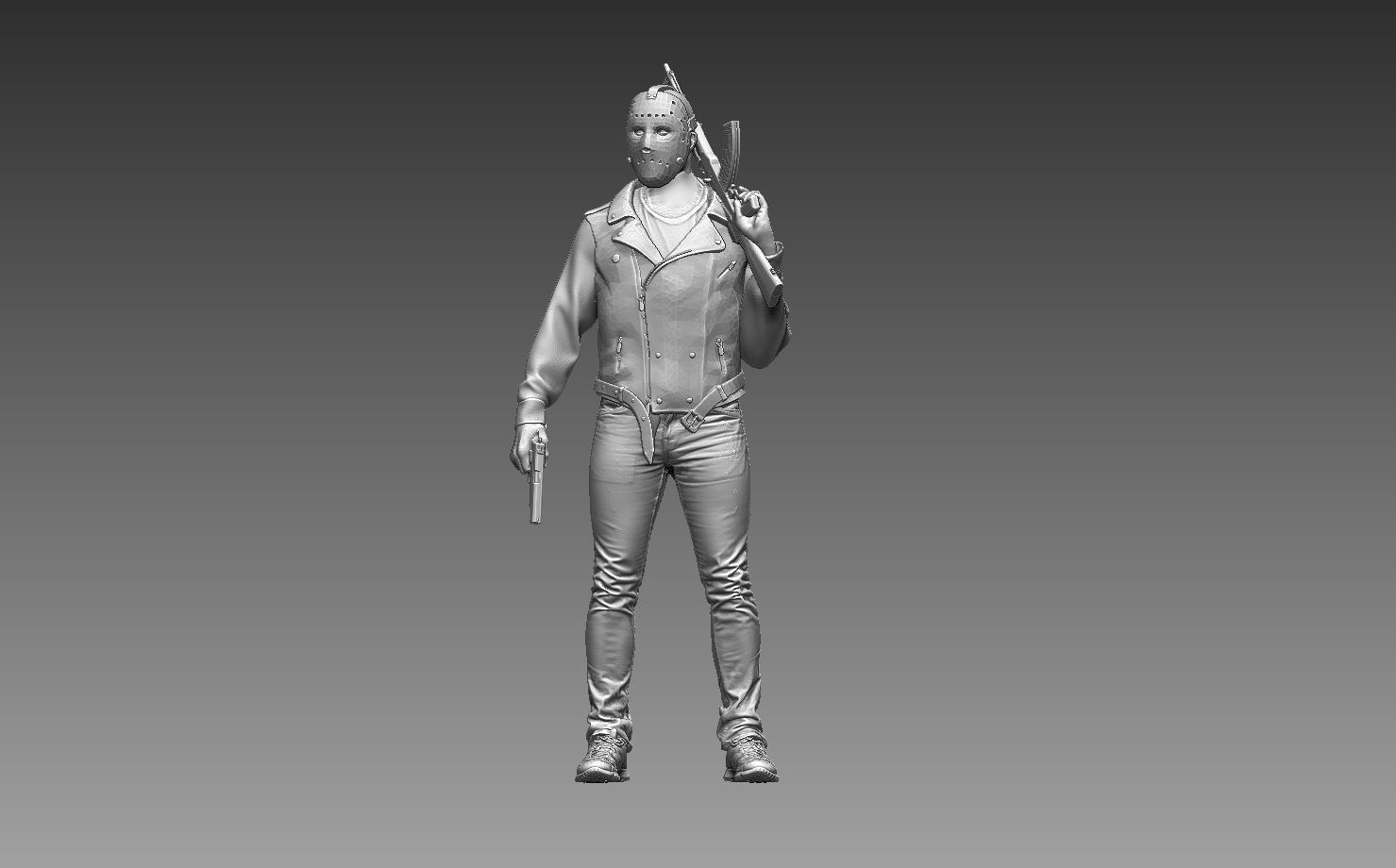 robber man holding gun 3D print model_22