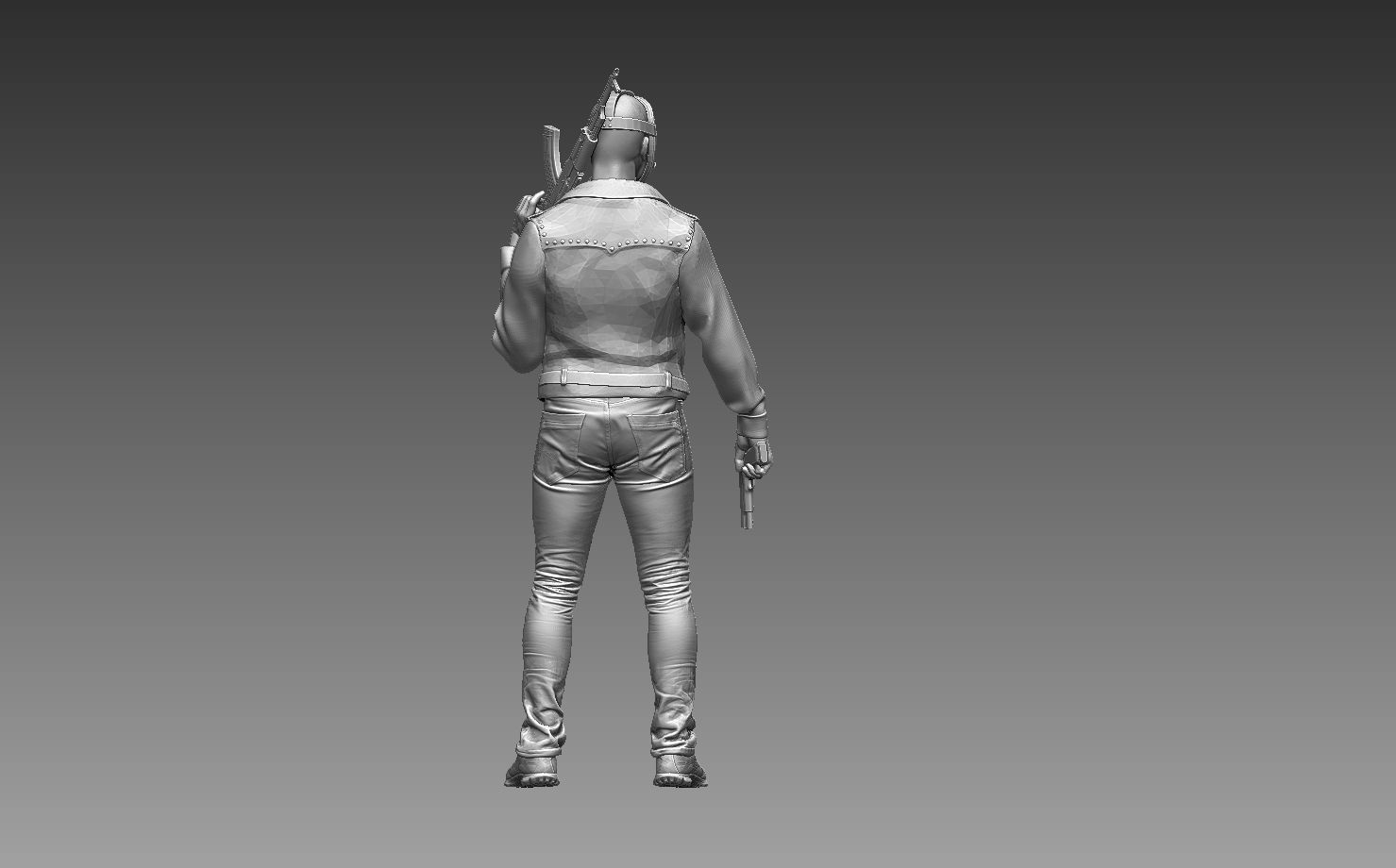 robber man holding gun 3D print model_3