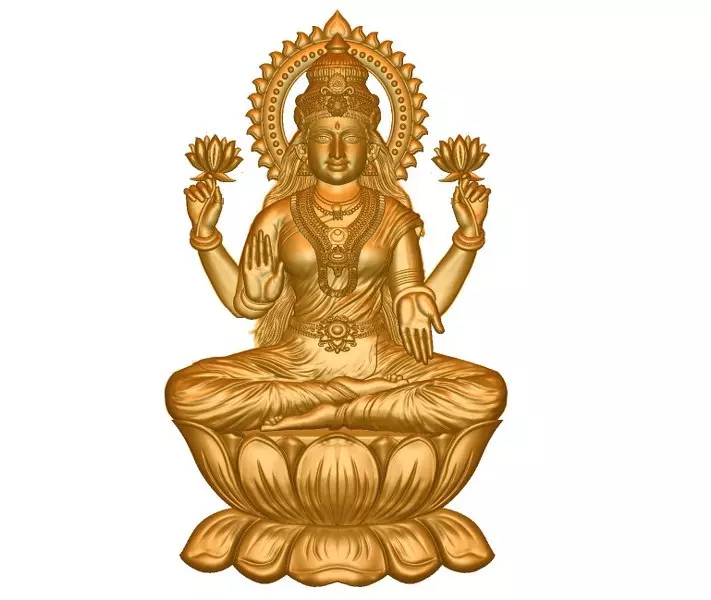 Goddess Laxmiji Bas Relief 3D Print Model 3D print model