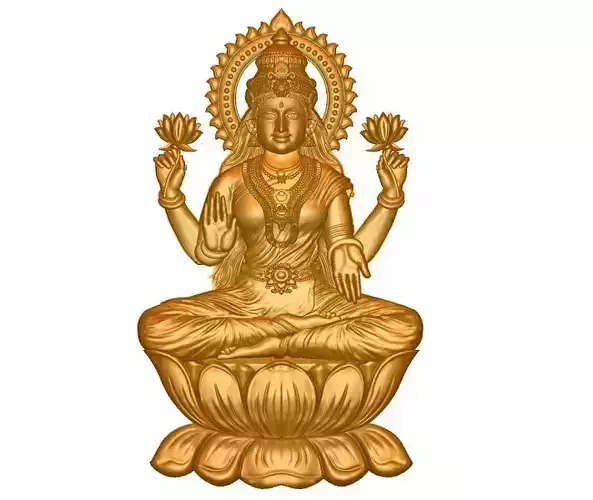 Goddess Laxmiji Bas Relief 3D Print Model
