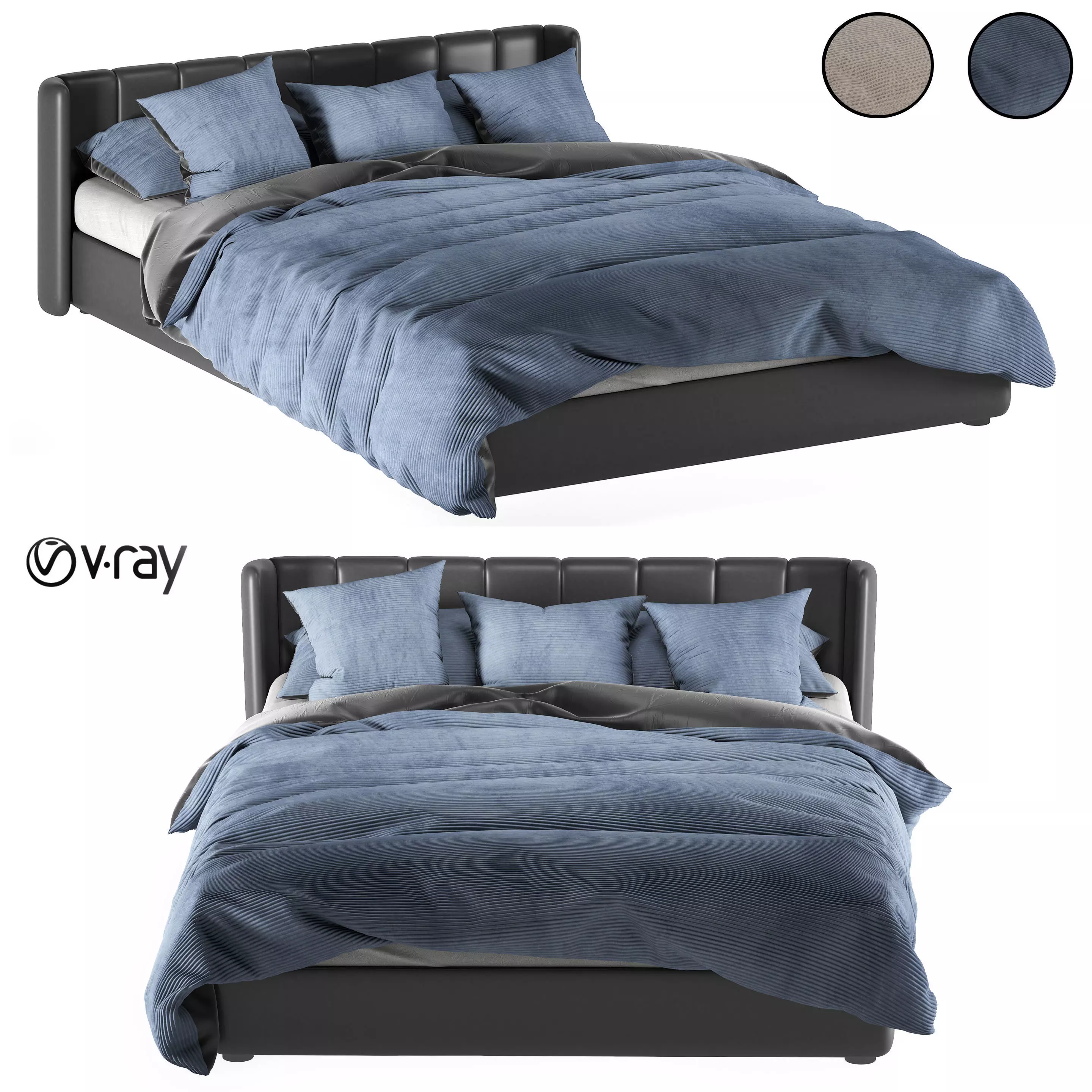 bed Luxury Magic Velvet 2 color 3D model_0