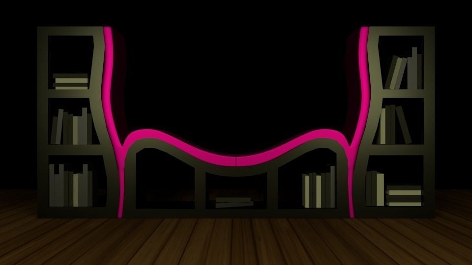 Book Shelf Low-poly 3D model_0