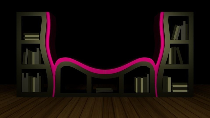 Book Shelf Low-poly 3D model