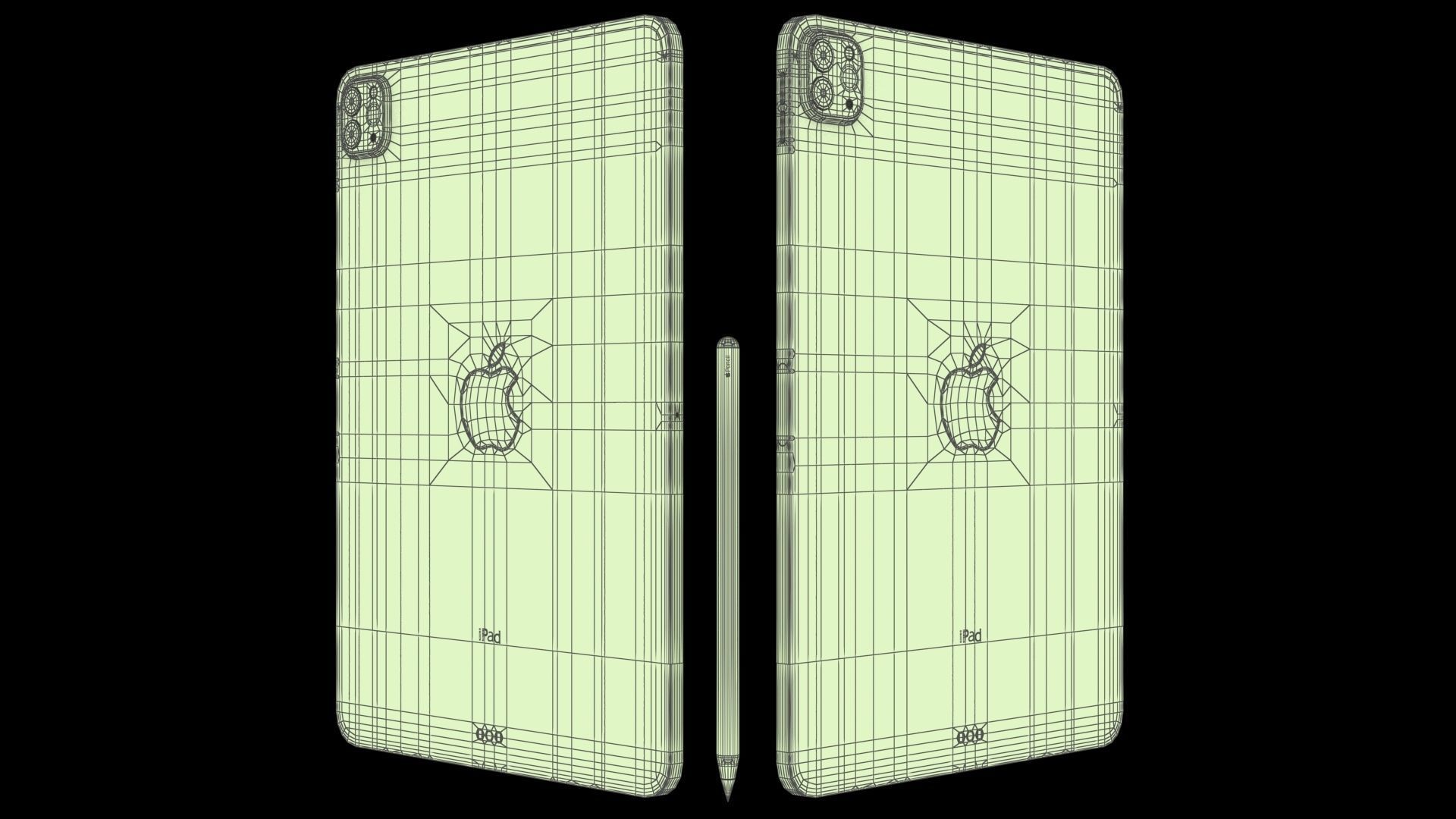 Apple iPad Pro 11 2021 Silver with Pencil Low-poly 3D model_22