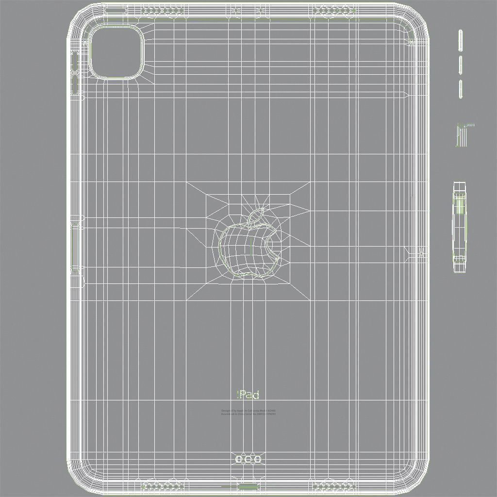 Apple iPad Pro 11 2021 Silver with Pencil Low-poly 3D model_17
