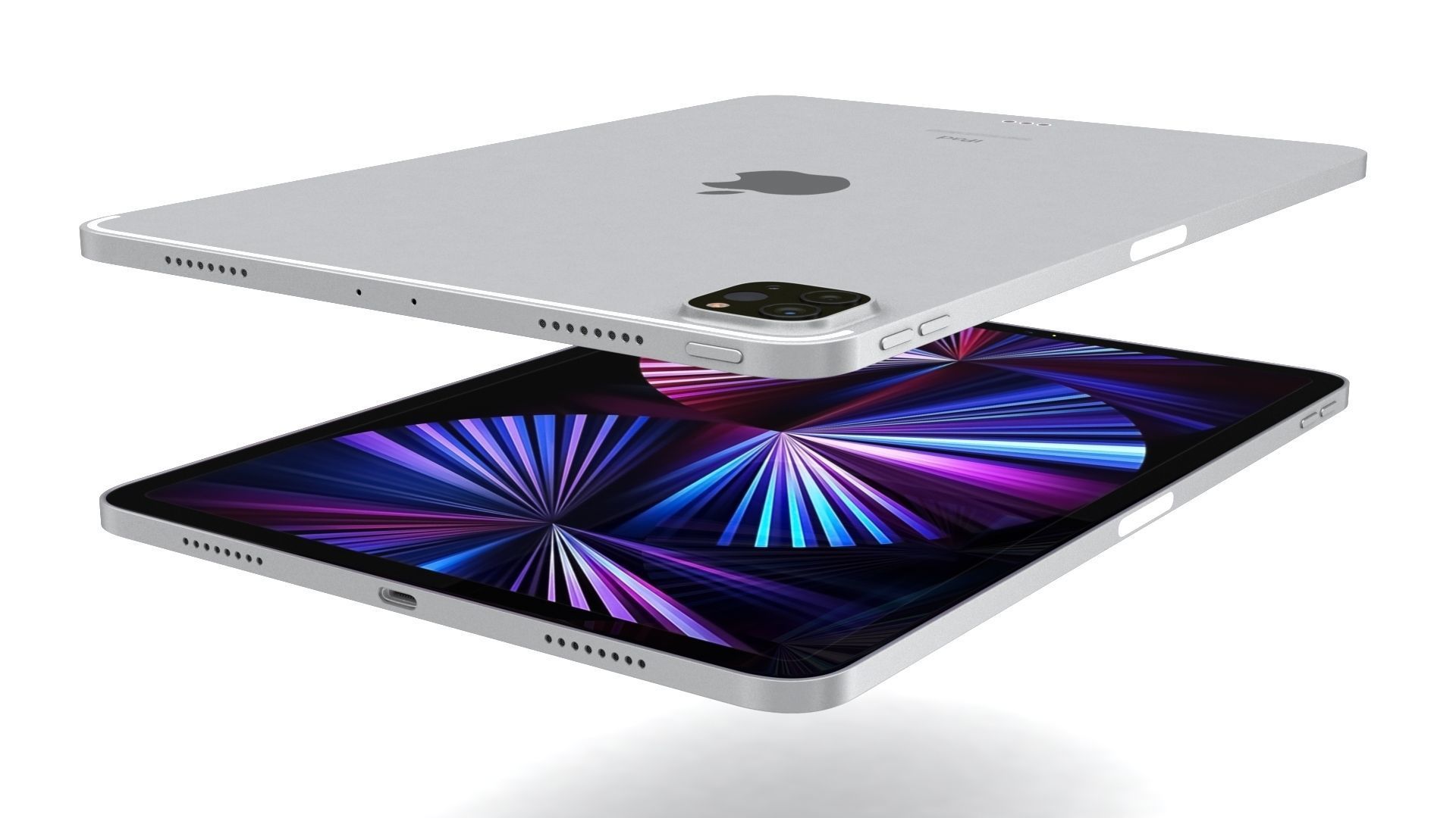 Apple iPad Pro 11 2021 Silver with Pencil Low-poly 3D model_6