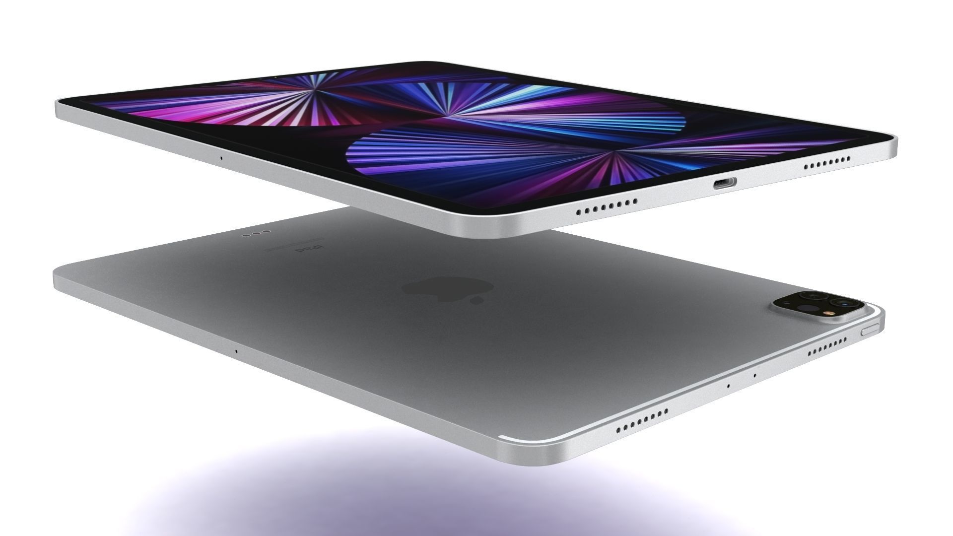 Apple iPad Pro 11 2021 Silver with Pencil Low-poly 3D model_7