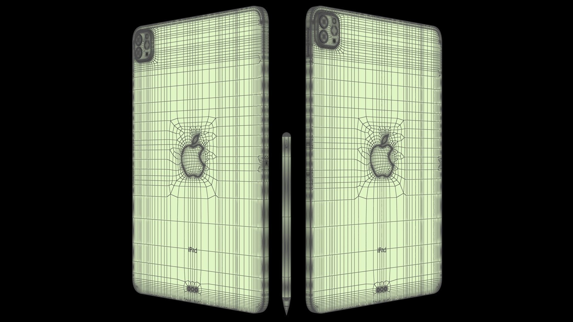 Apple iPad Pro 11 2021 Silver with Pencil Low-poly 3D model_21