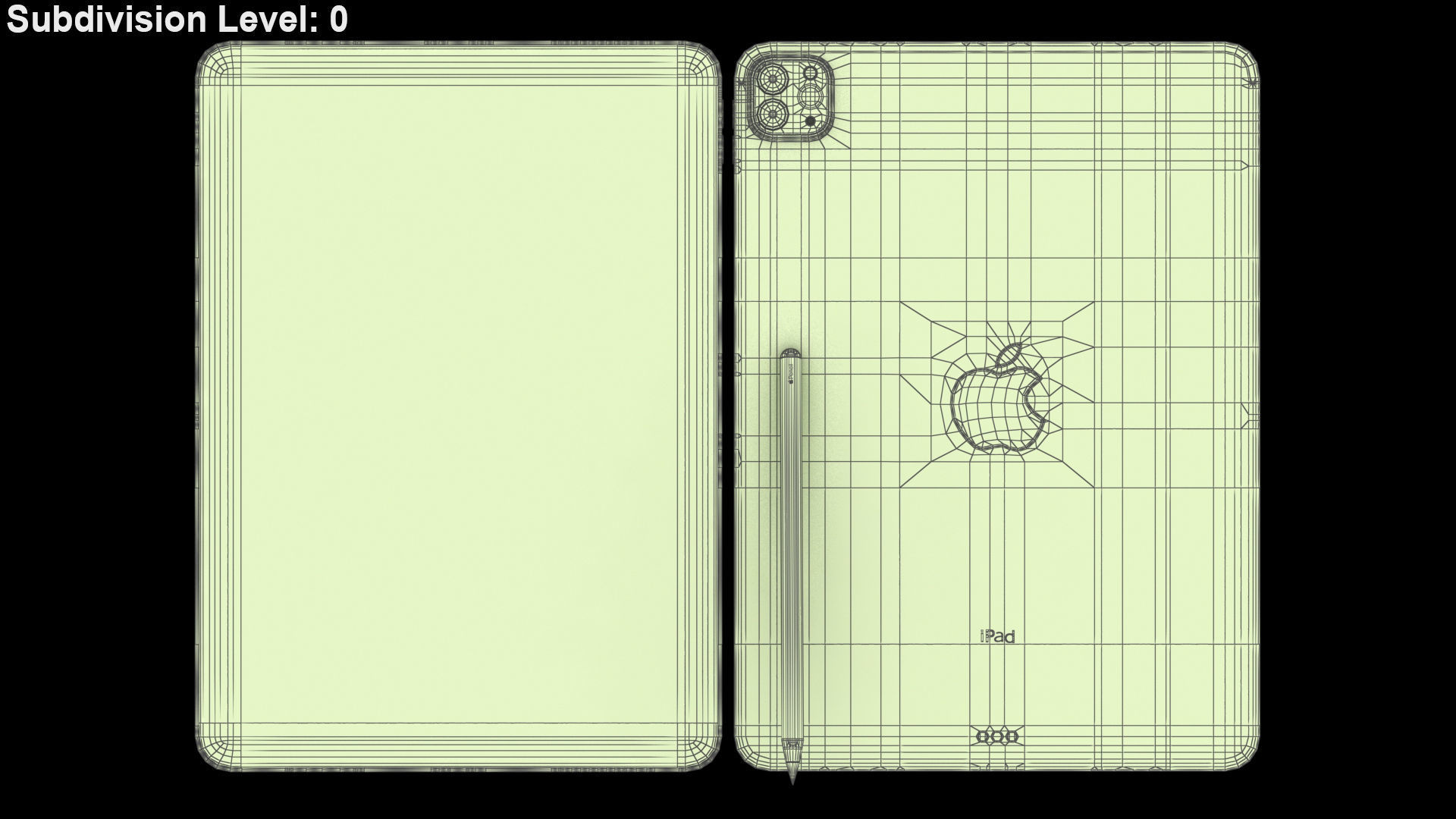 Apple iPad Pro 11 2021 Silver with Pencil Low-poly 3D model_20