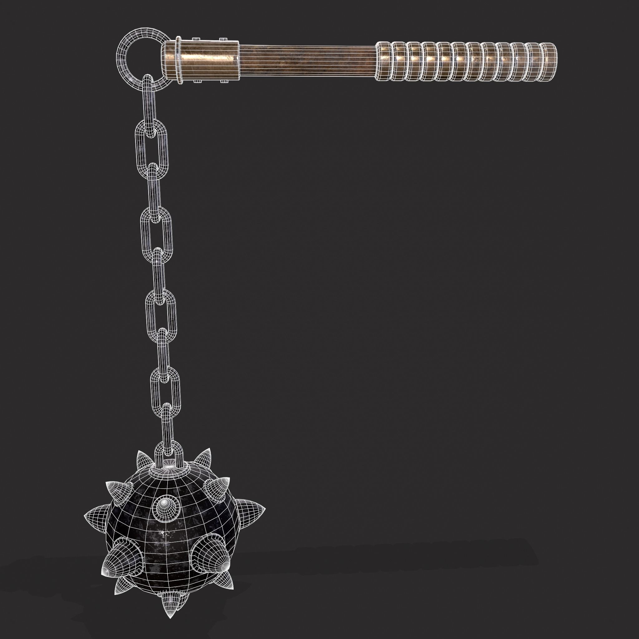 Medieval Flail  Low-poly 3D model_18