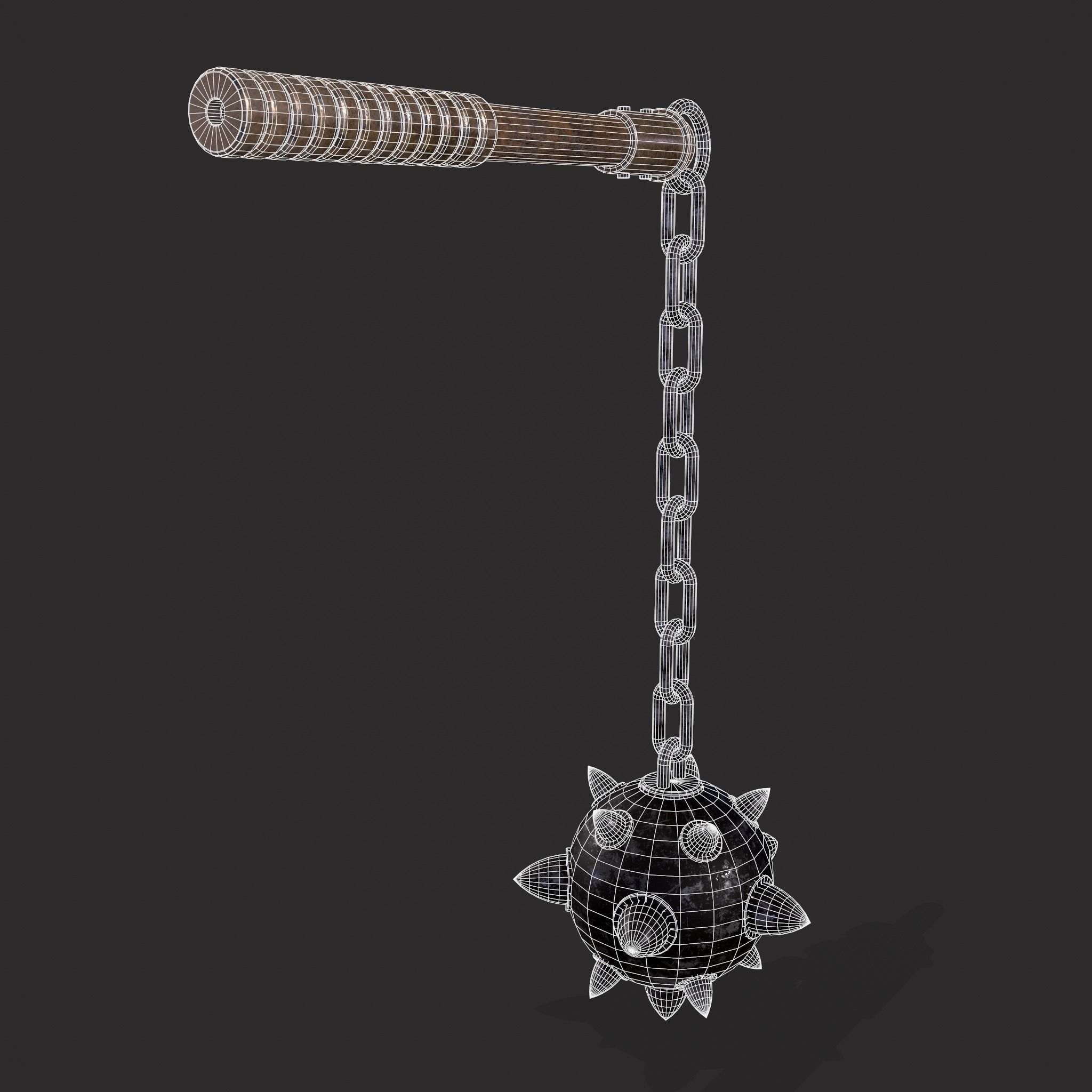 Medieval Flail  Low-poly 3D model_20