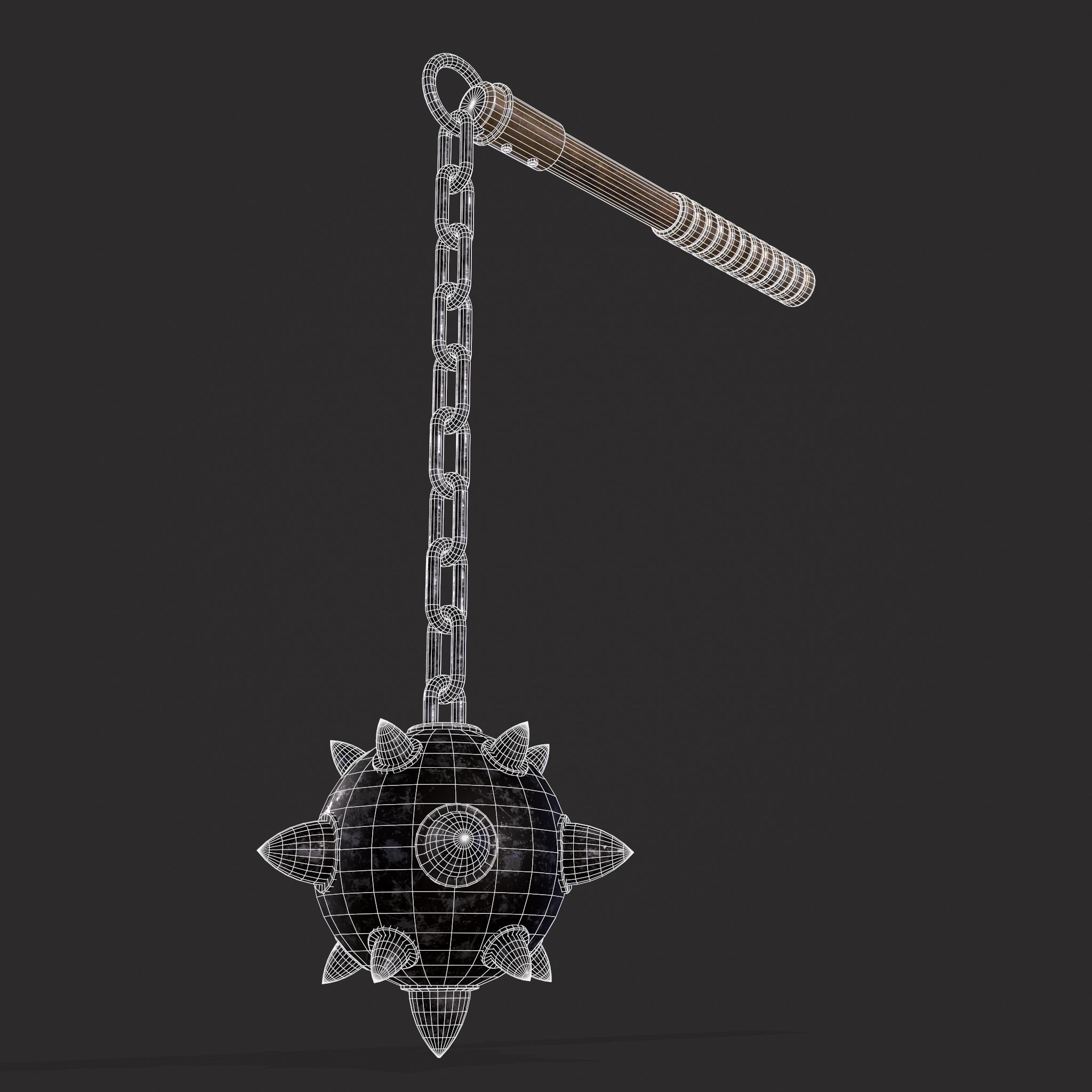 Medieval Flail  Low-poly 3D model_22