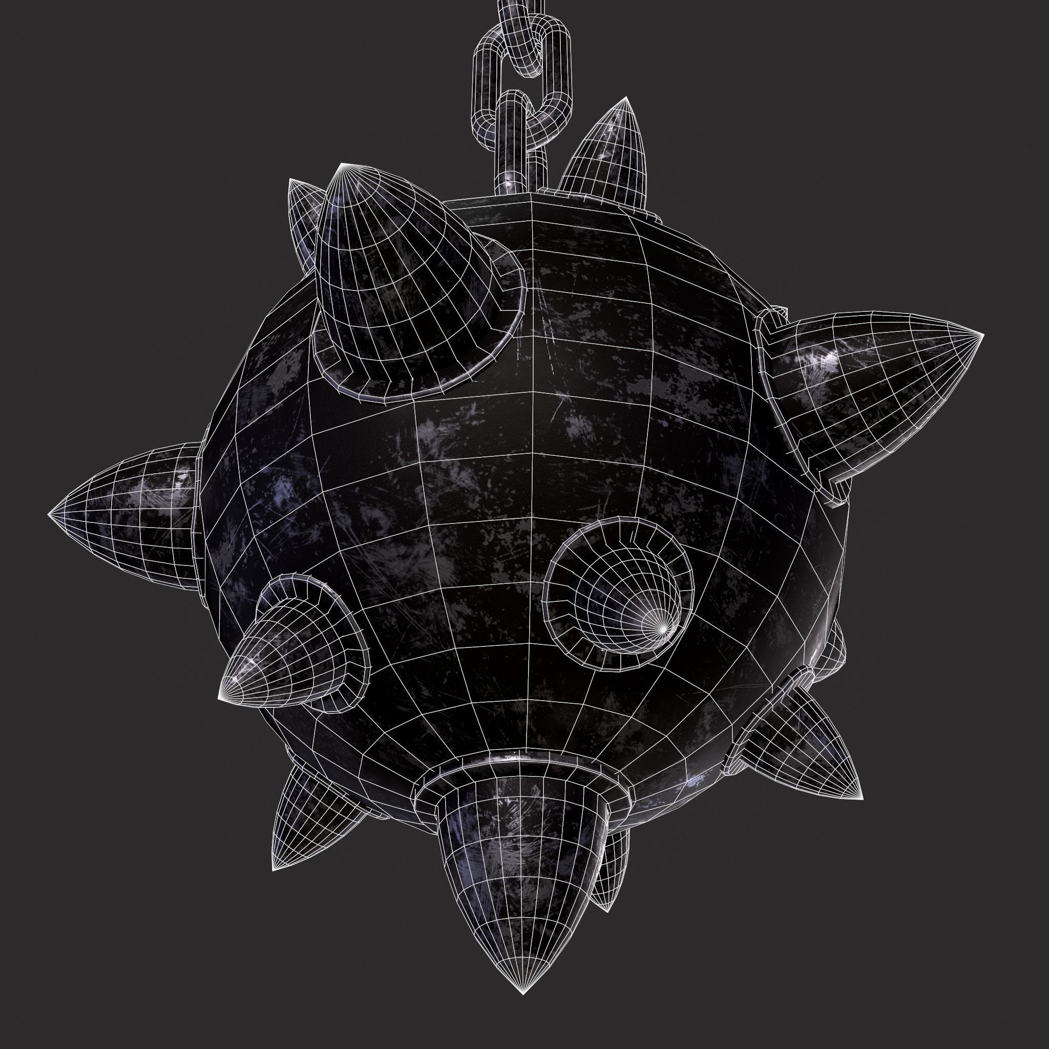 Medieval Flail  Low-poly 3D model_14