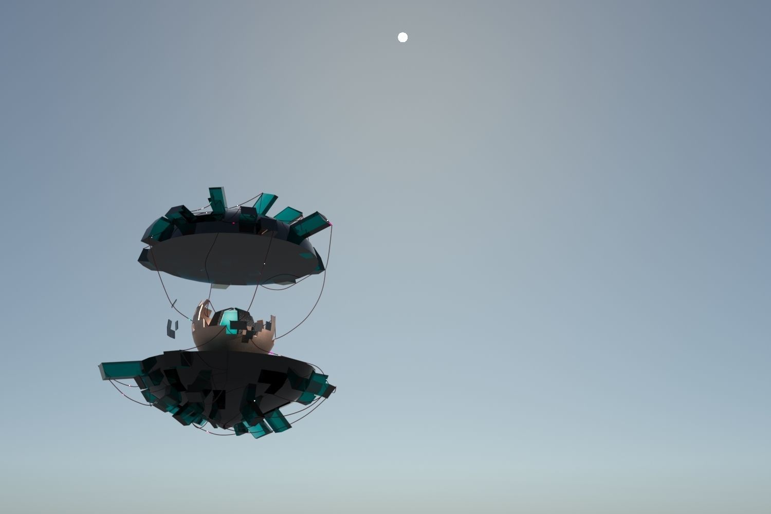 Space island with core and wires 3D model_1