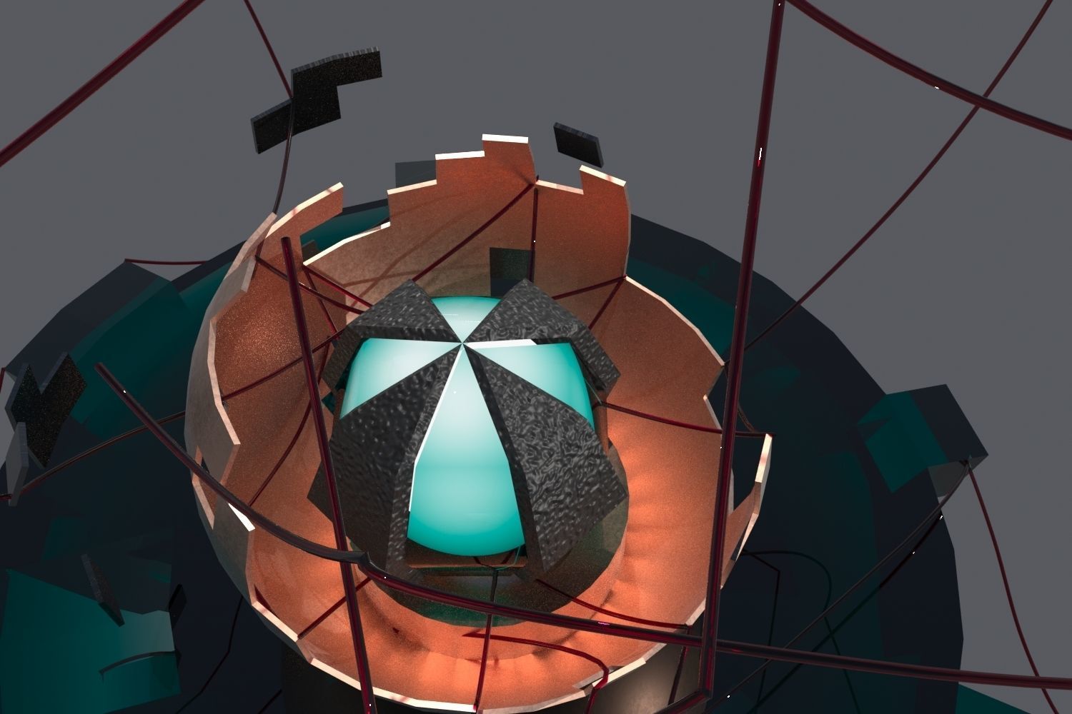 Space island with core and wires 3D model_4