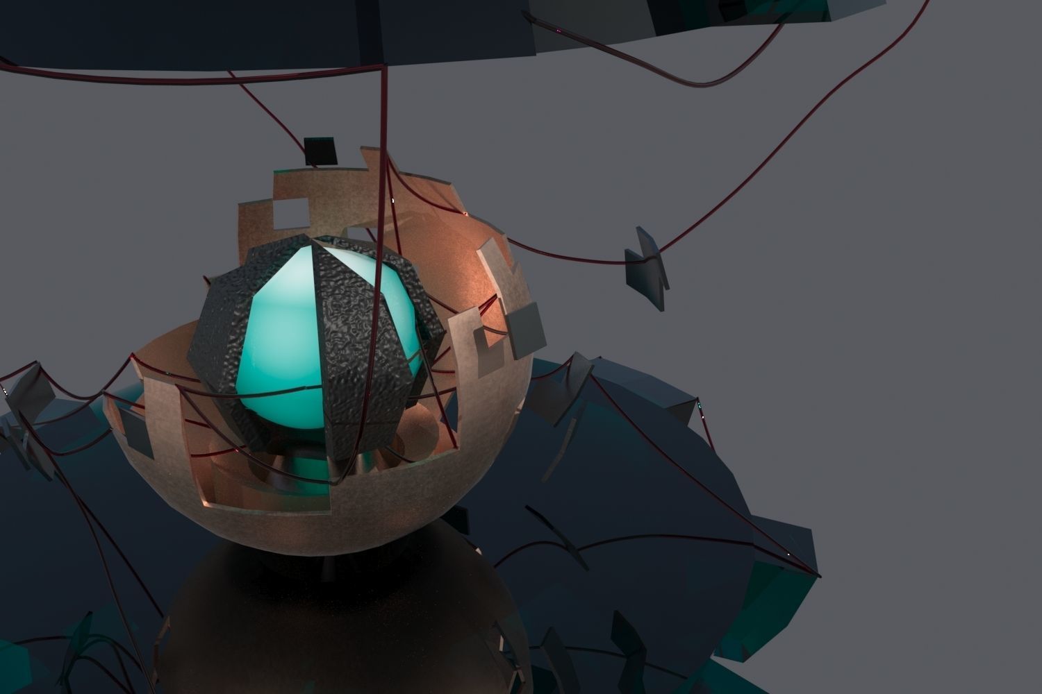 Space island with core and wires 3D model_3