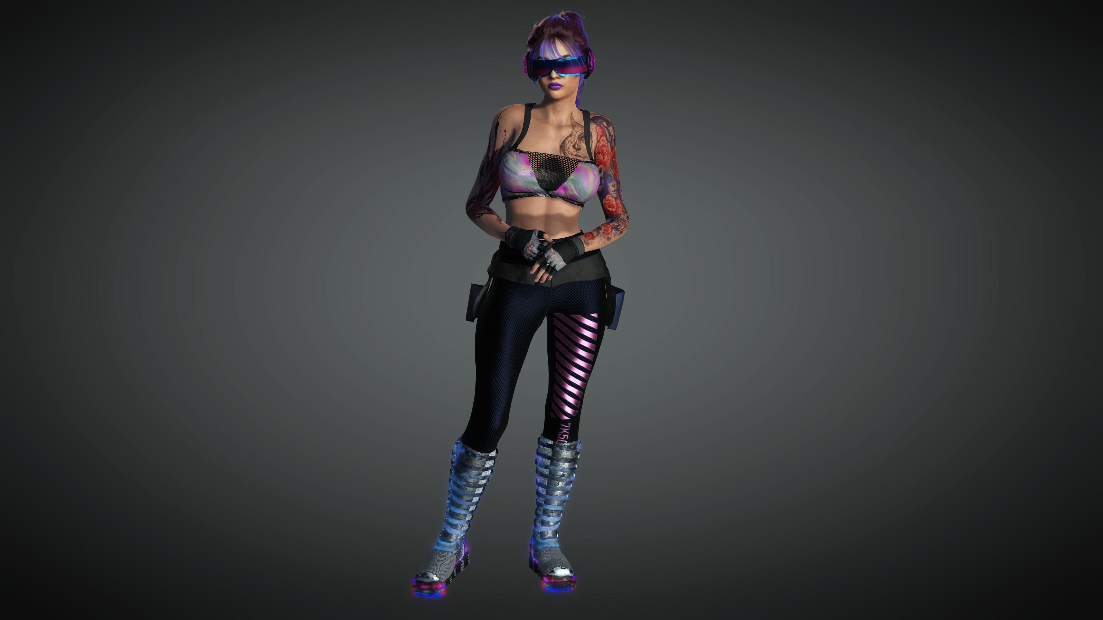 AAA Cyber Punk Female Character 03 Low-poly 3D model_13