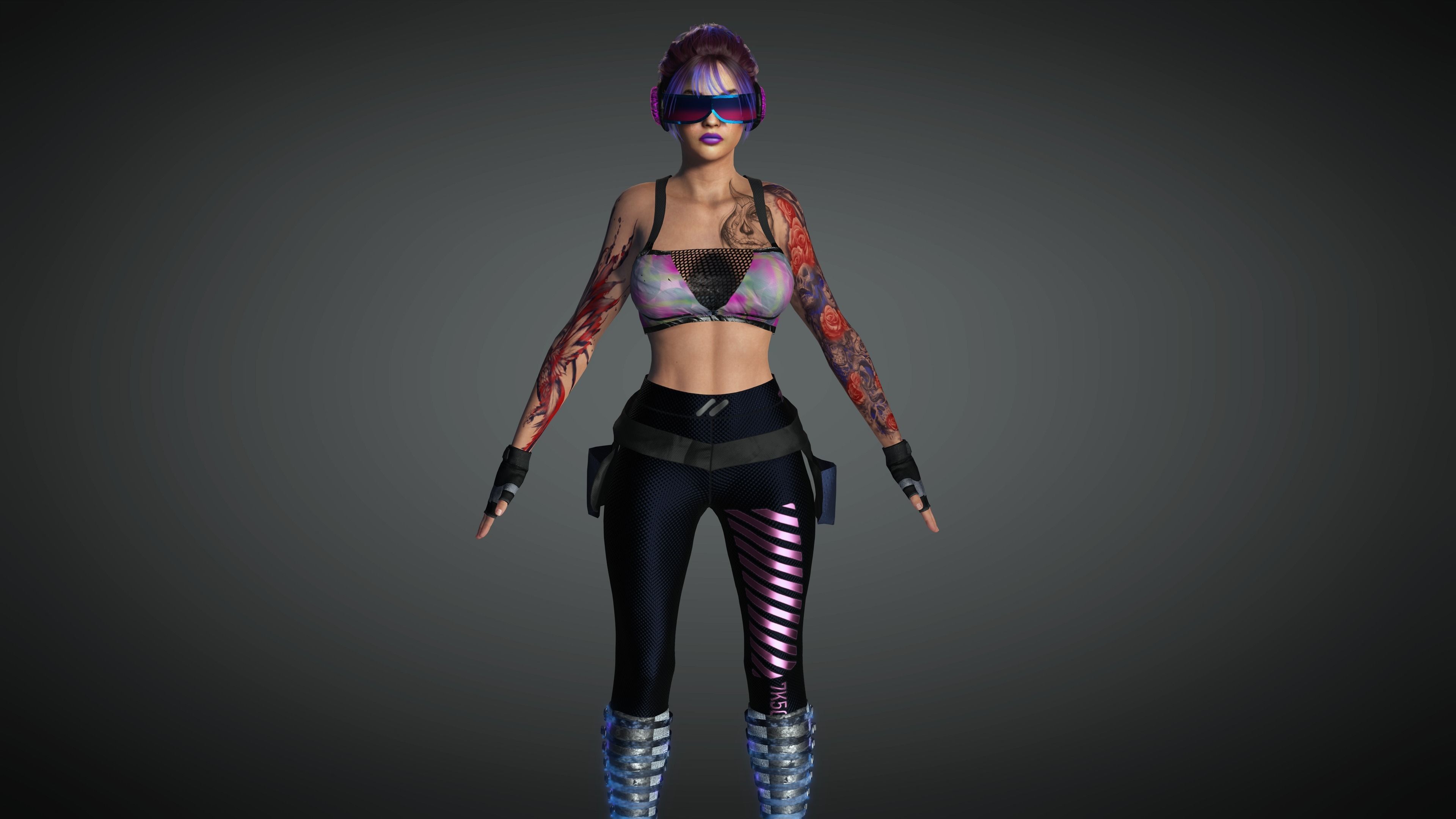 AAA Cyber Punk Female Character 03 Low-poly 3D model_1