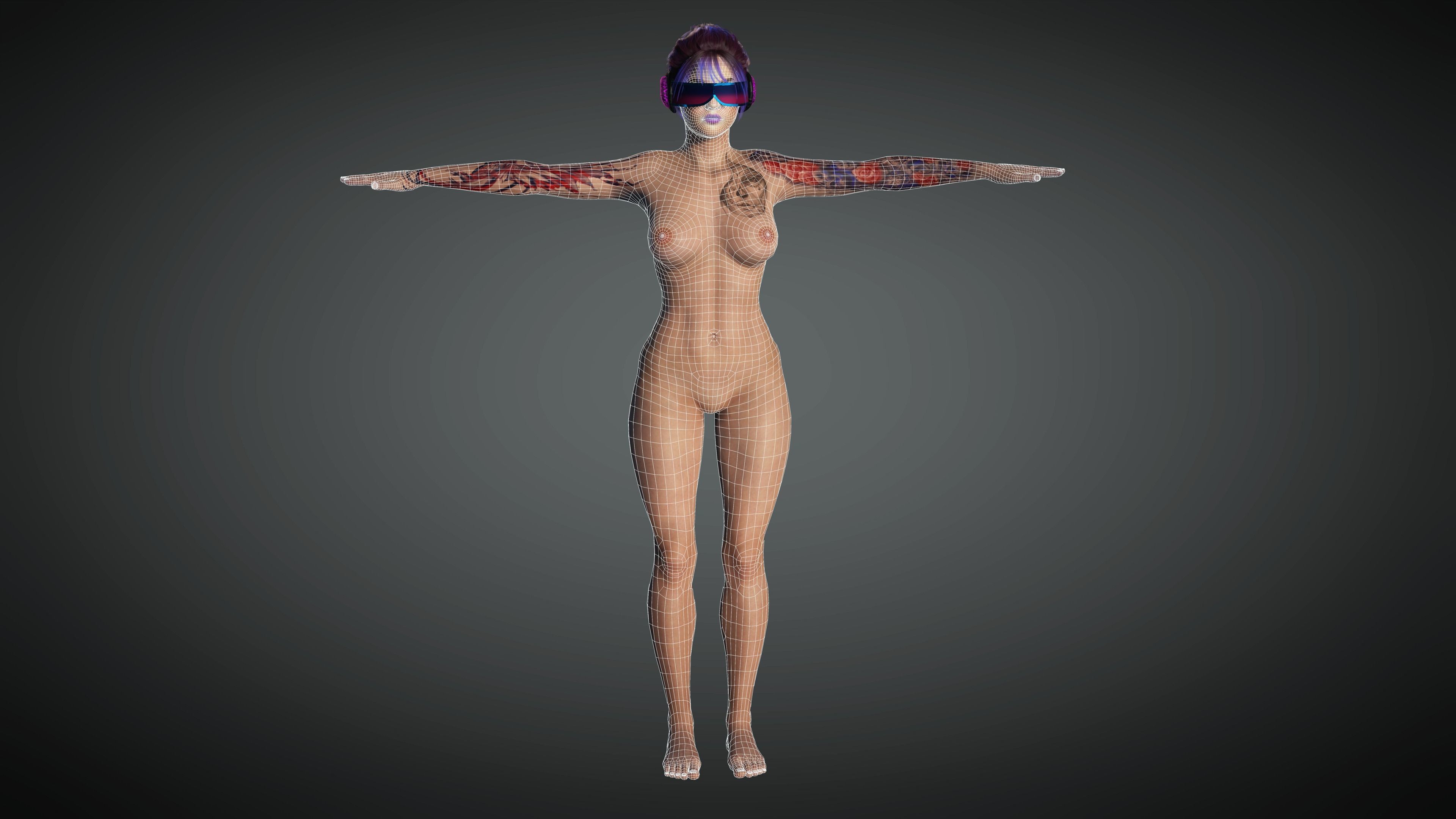 AAA Cyber Punk Female Character 03 Low-poly 3D model_23