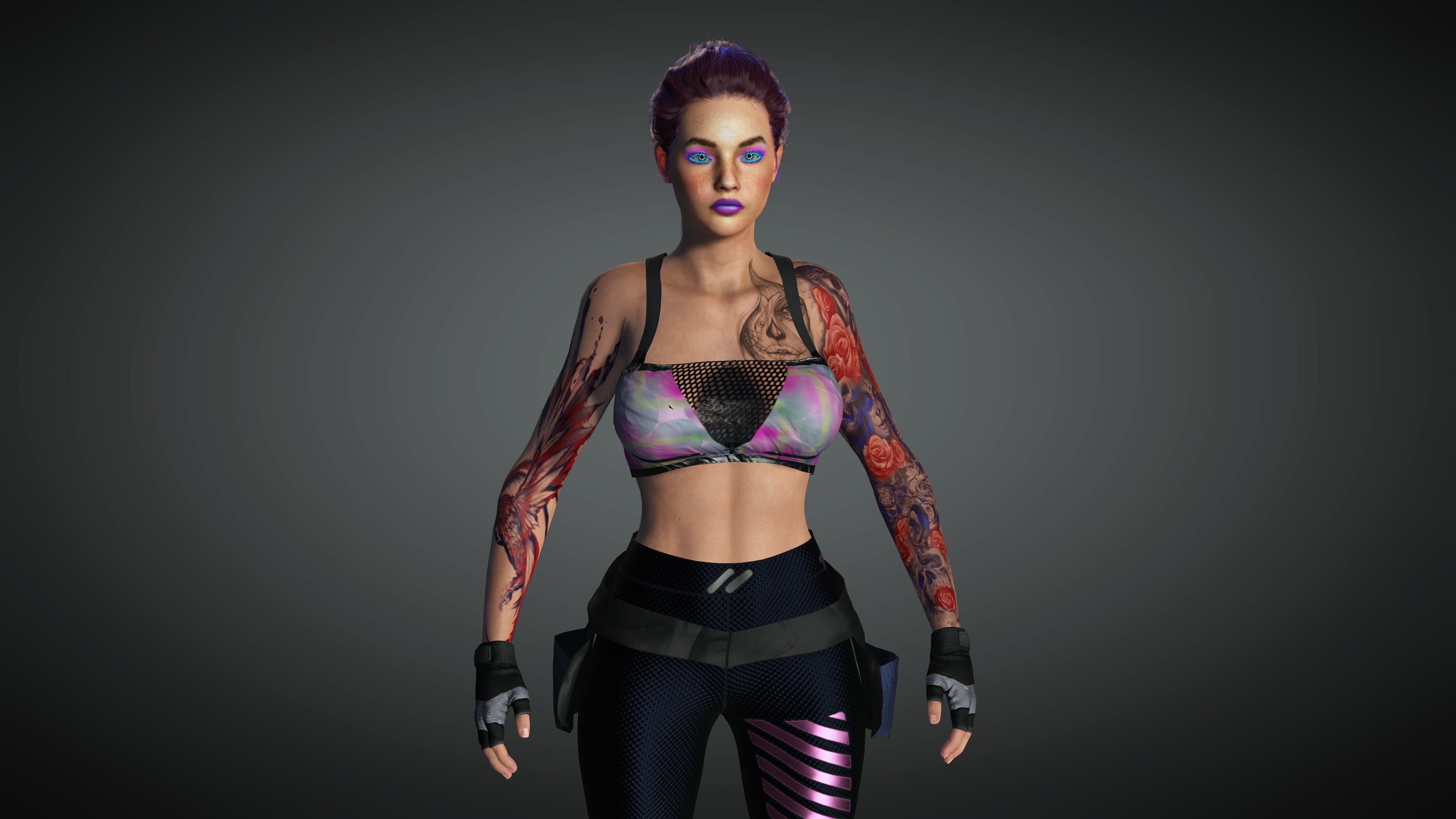AAA Cyber Punk Female Character 03 Low-poly 3D model_20