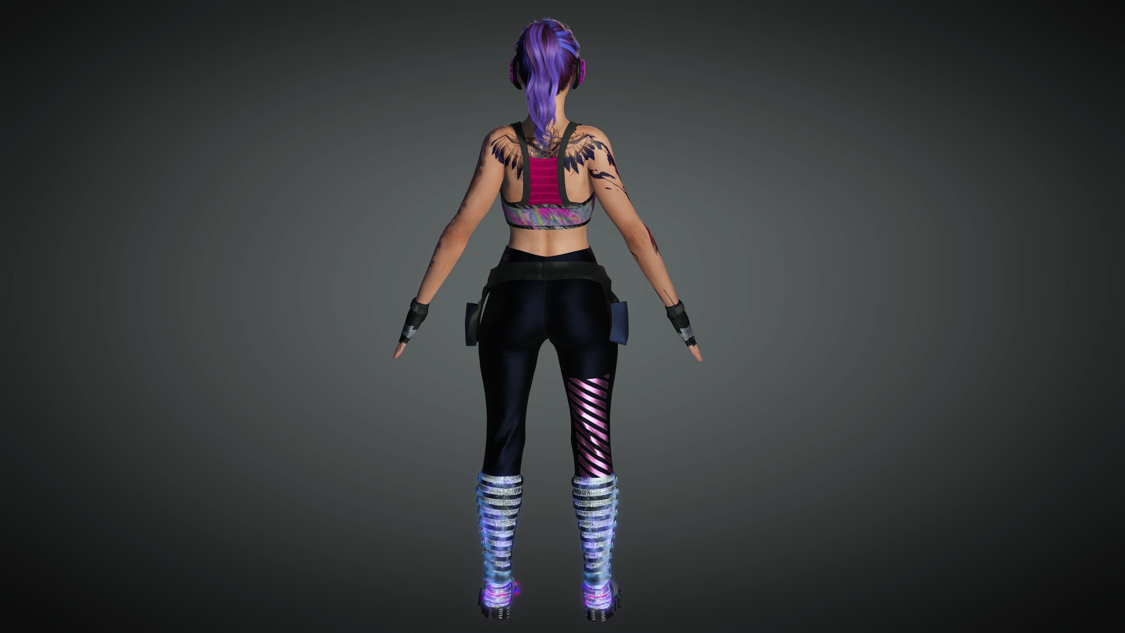 AAA Cyber Punk Female Character 03 Low-poly 3D model_11