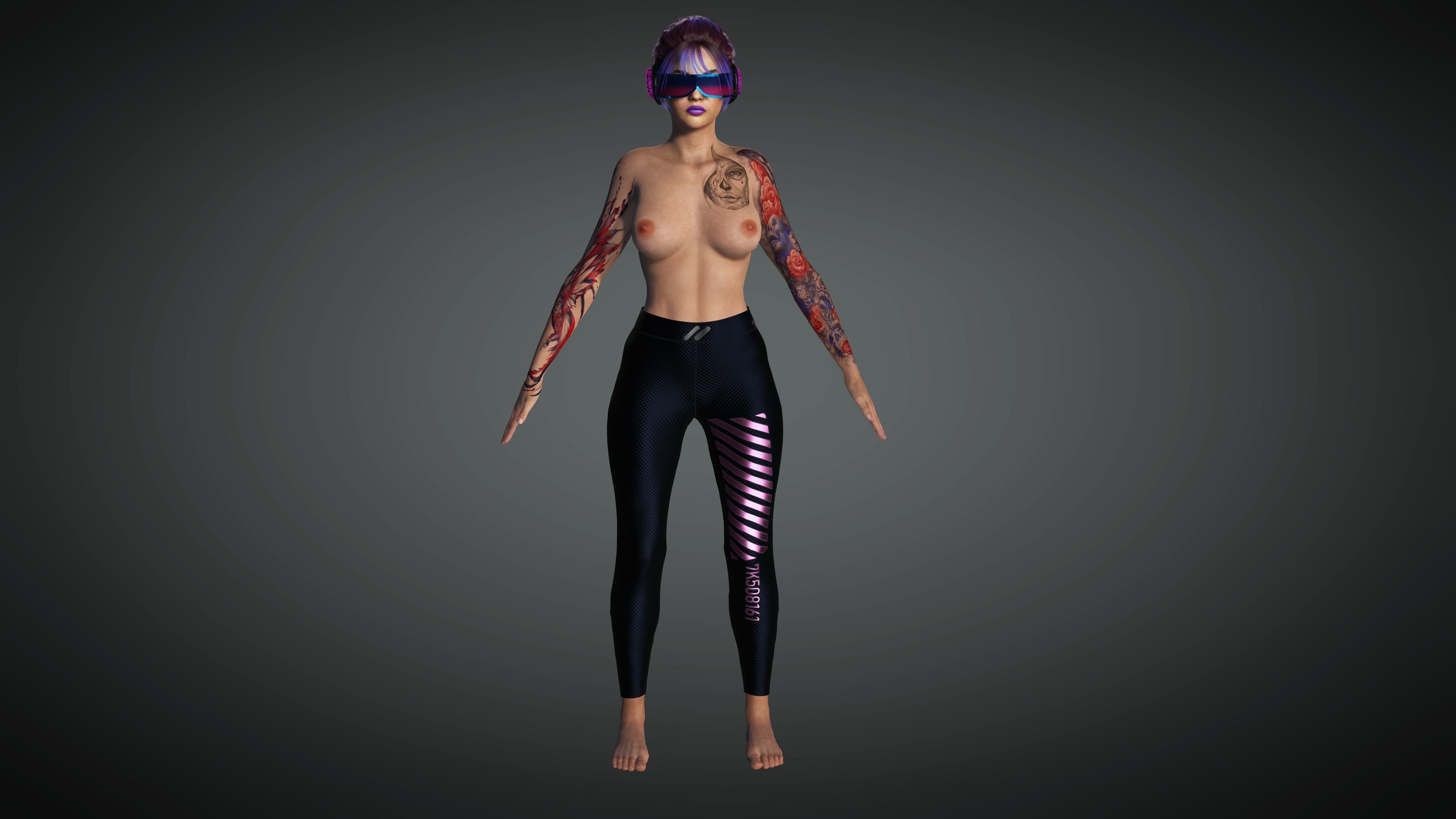 AAA Cyber Punk Female Character 03 Low-poly 3D model_9