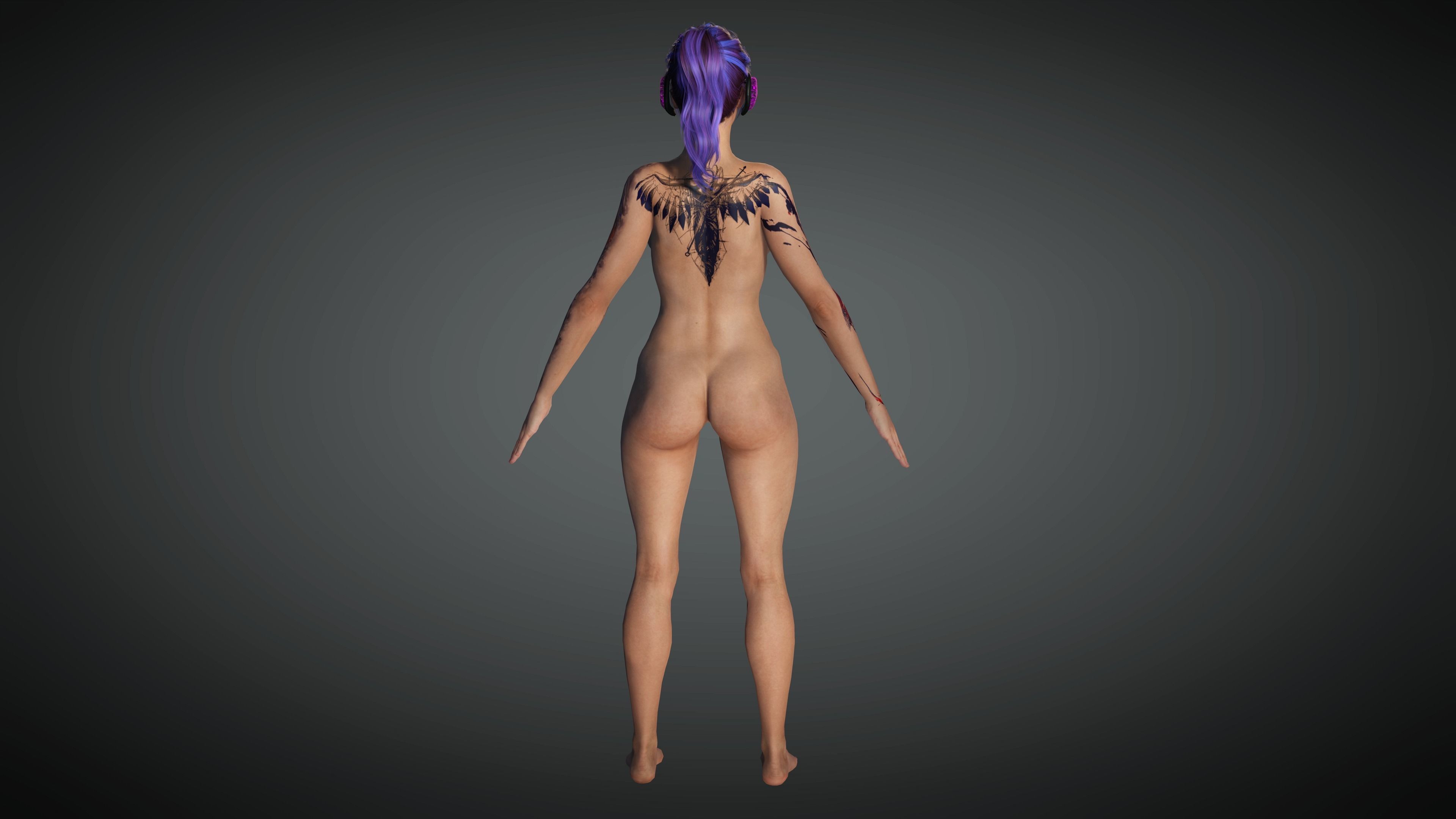 AAA Cyber Punk Female Character 03 Low-poly 3D model_12