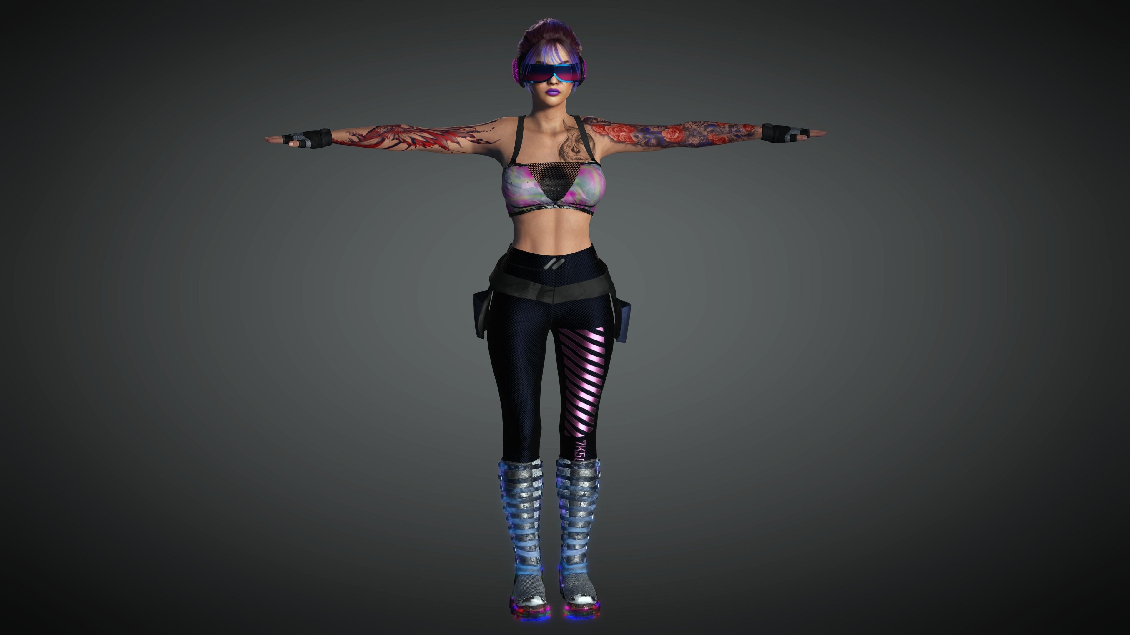 AAA Cyber Punk Female Character 03 Low-poly 3D model_21