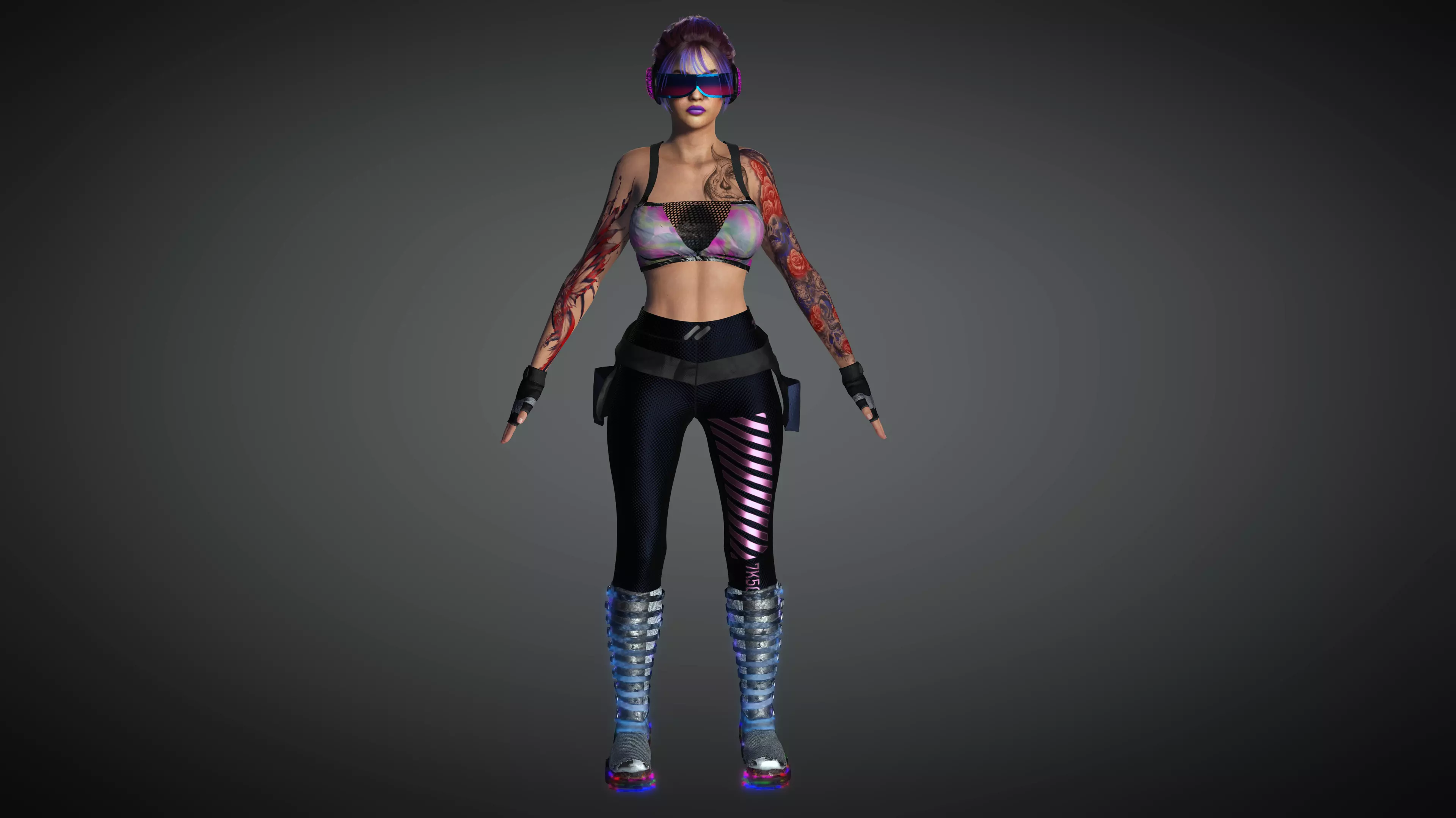 AAA Cyber Punk Female Character 03 Low-poly 3D model_0