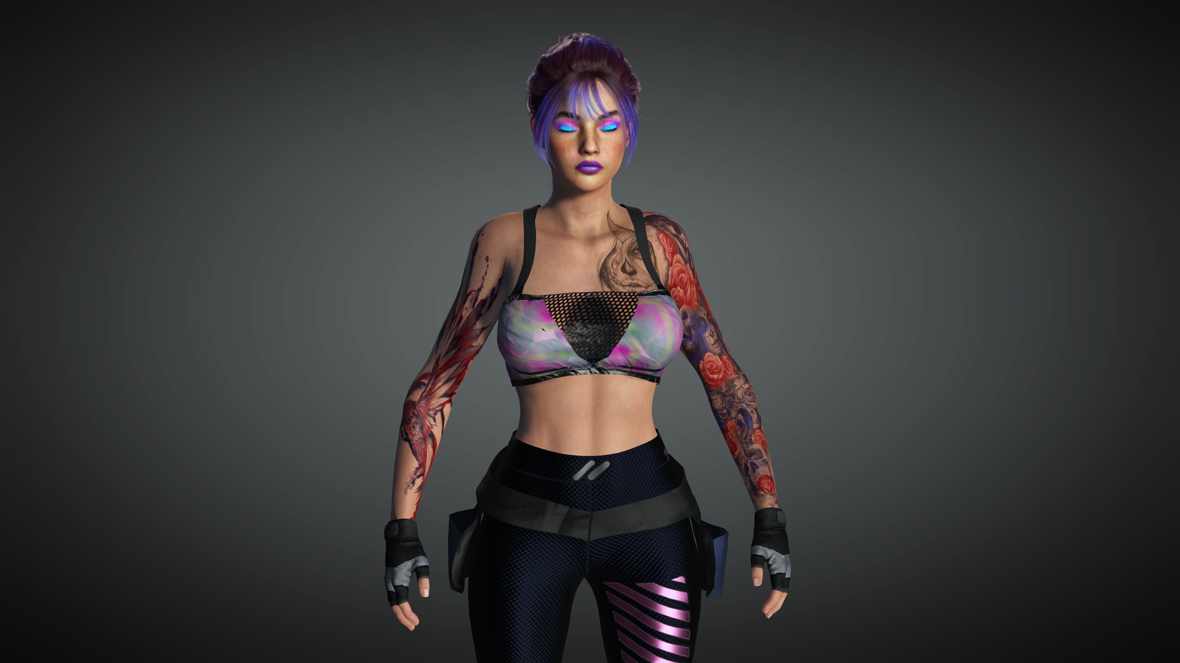AAA Cyber Punk Female Character 03 Low-poly 3D model_18