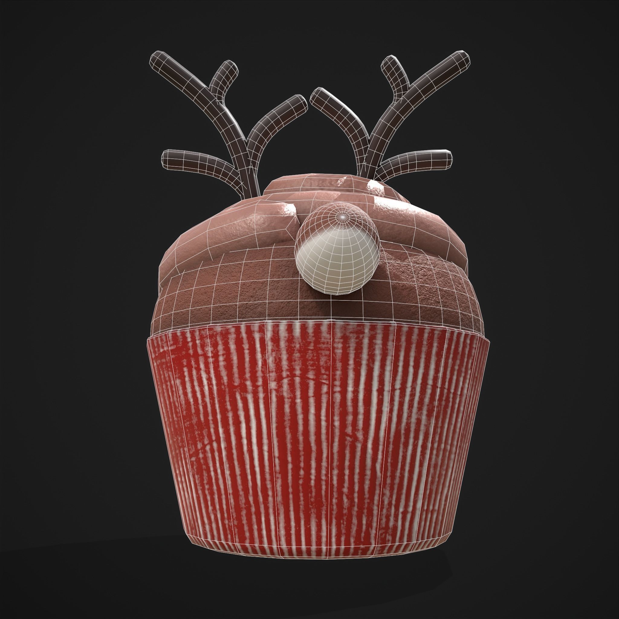 Reindeer Cupcake Low-poly 3D model_14