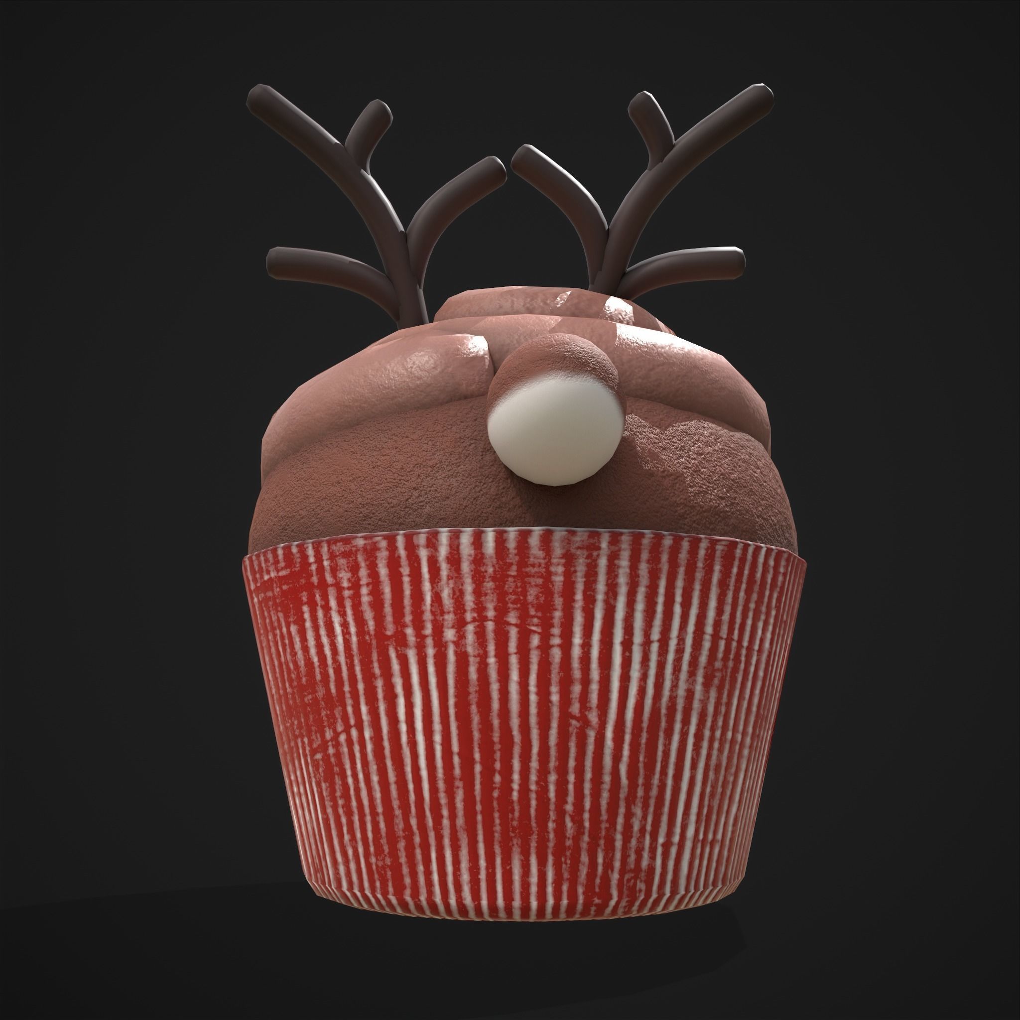 Reindeer Cupcake Low-poly 3D model_13