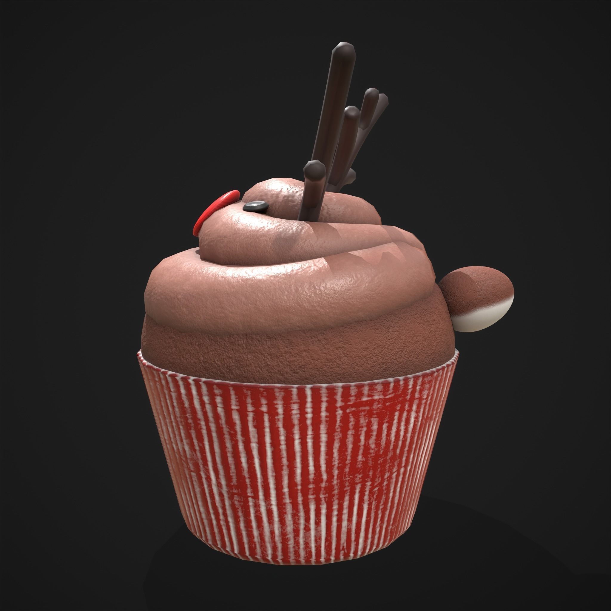 Reindeer Cupcake Low-poly 3D model_15