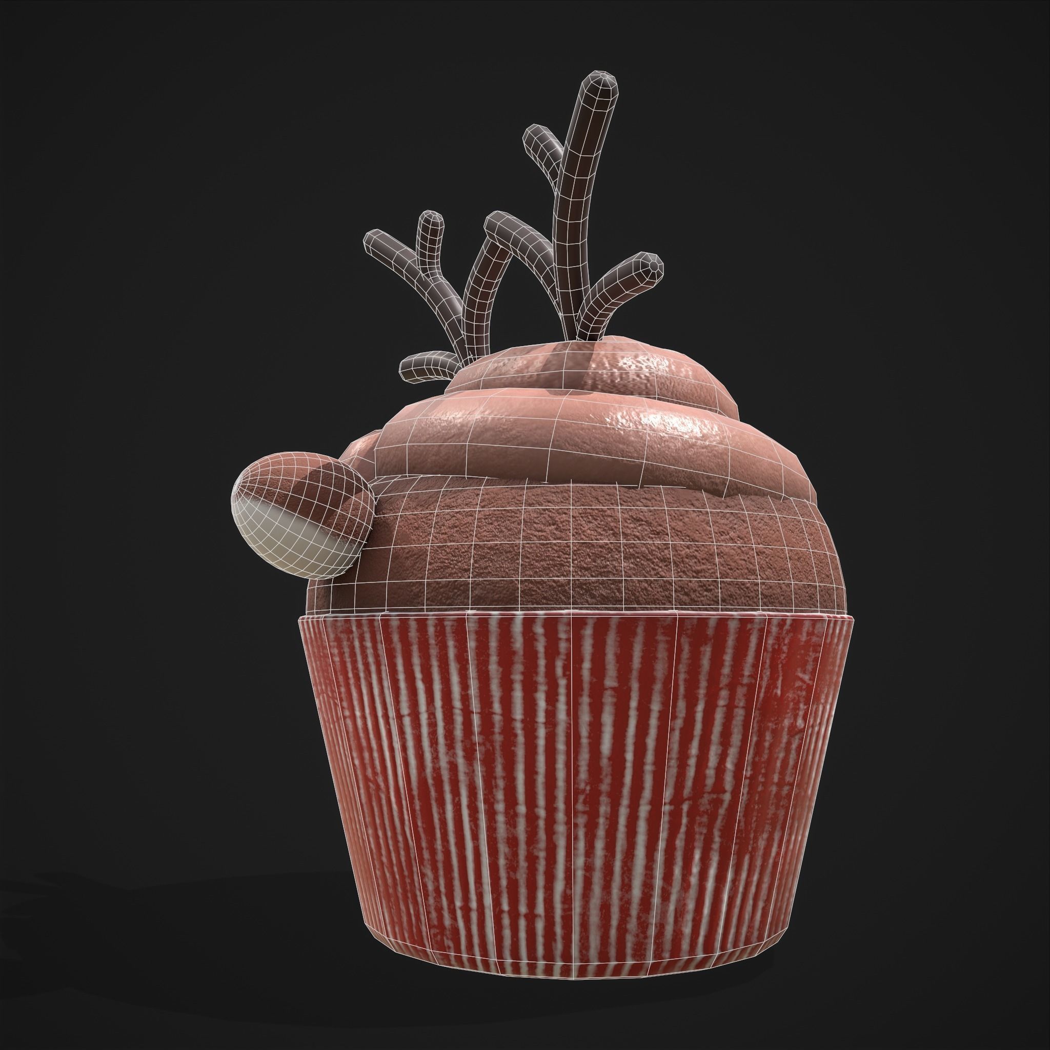 Reindeer Cupcake Low-poly 3D model_18