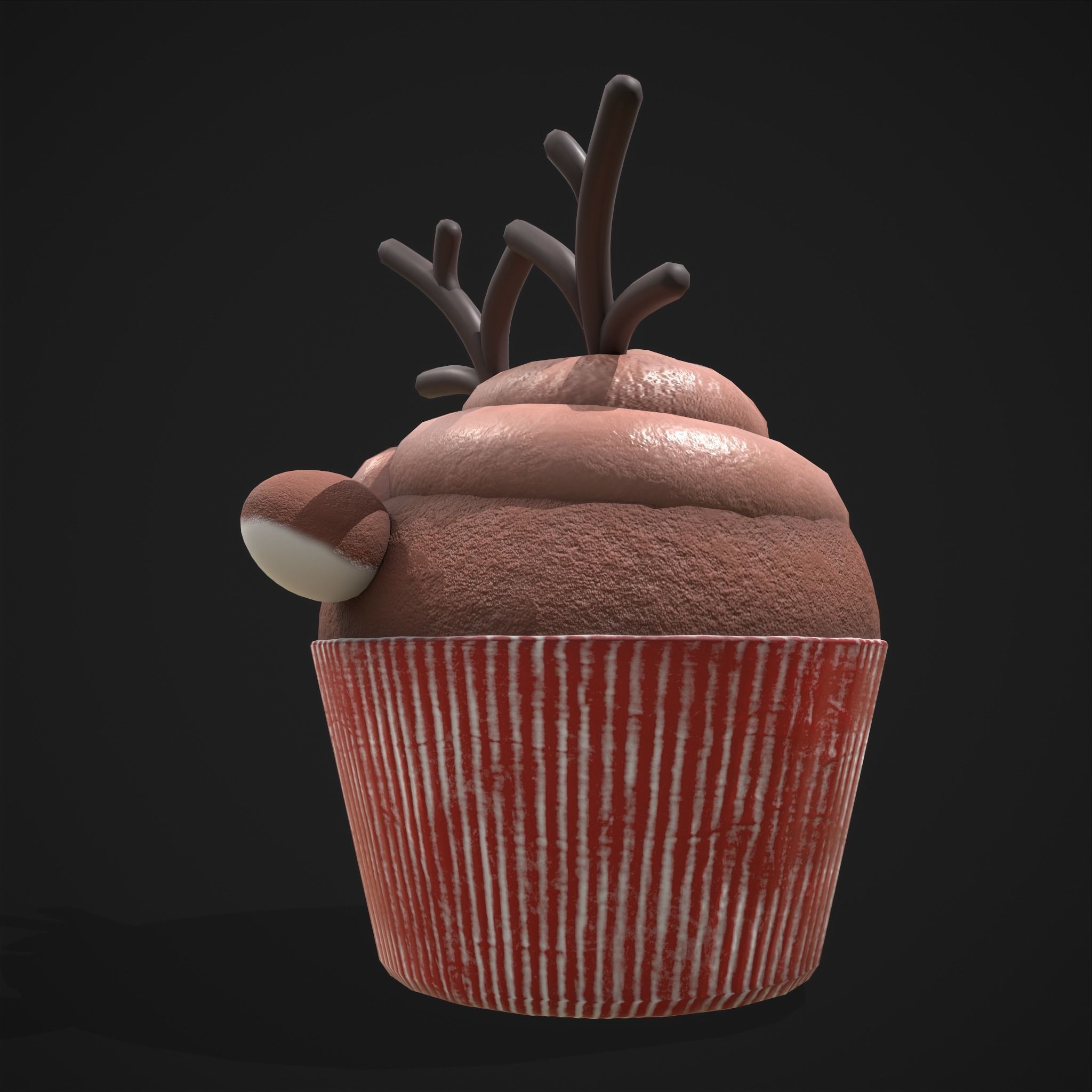 Reindeer Cupcake Low-poly 3D model_17