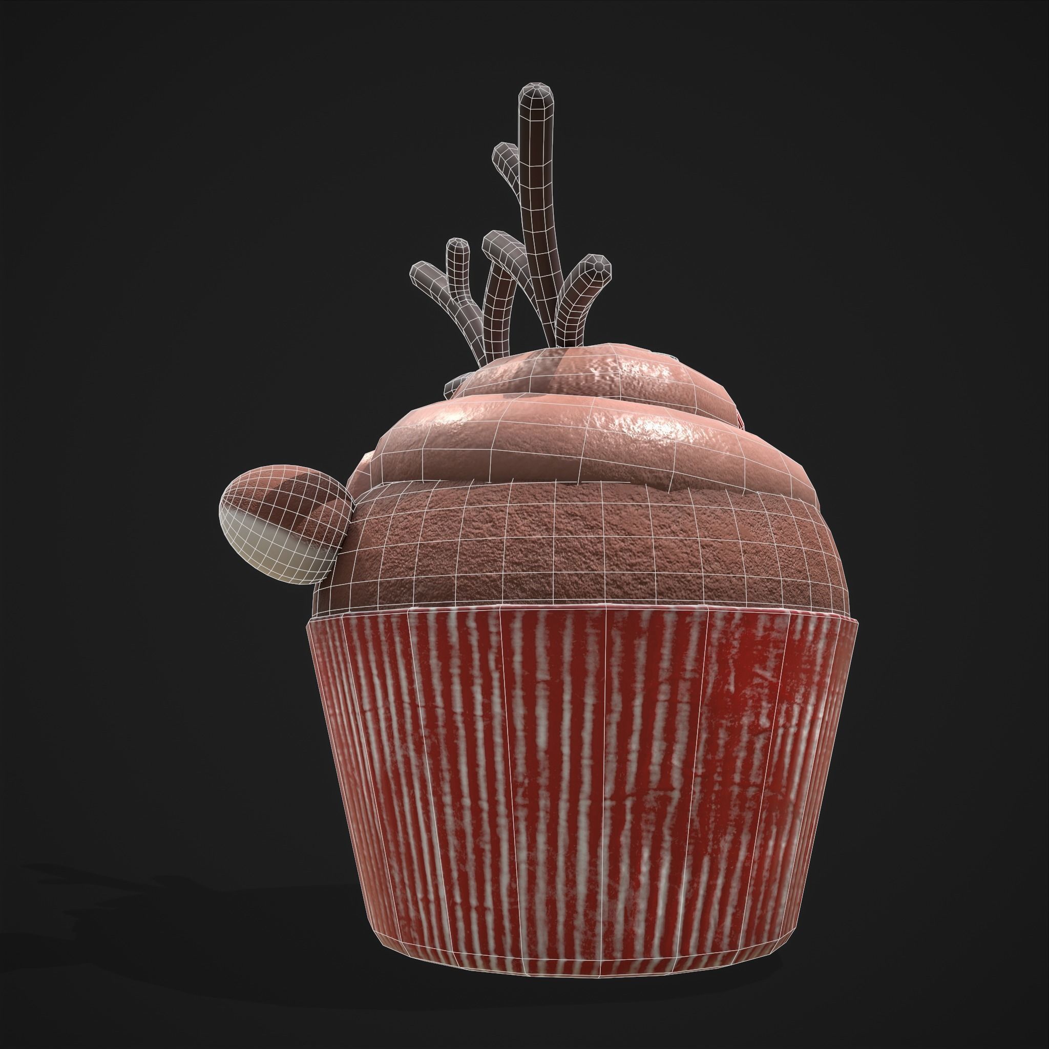 Reindeer Cupcake Low-poly 3D model_10