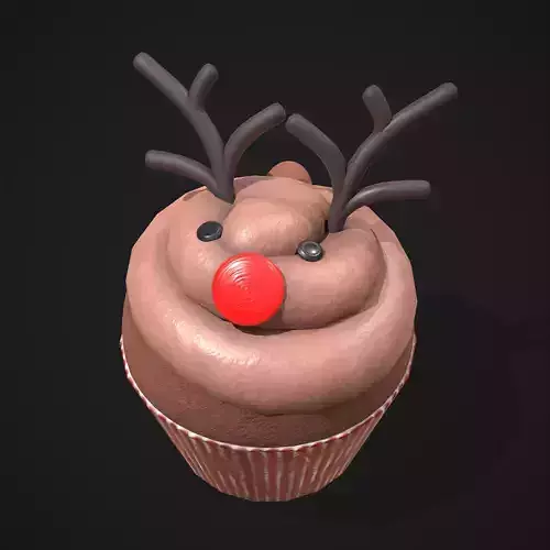 Reindeer Cupcake Low-poly 3D model