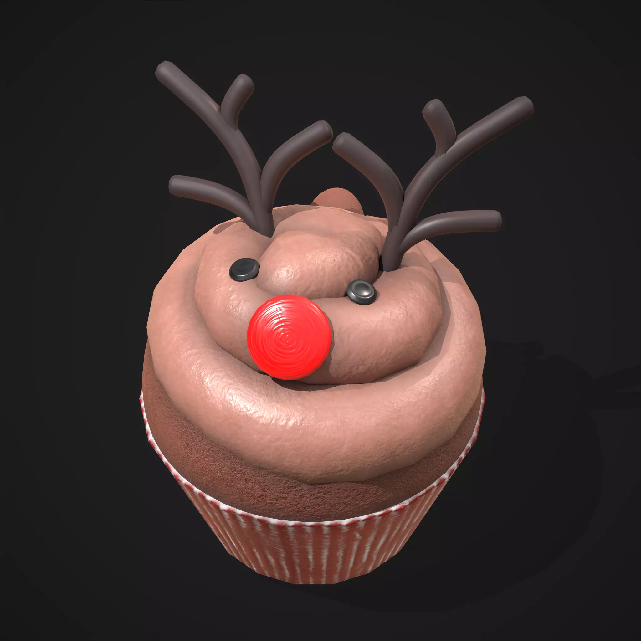 Reindeer Cupcake Low-poly 3D model_0