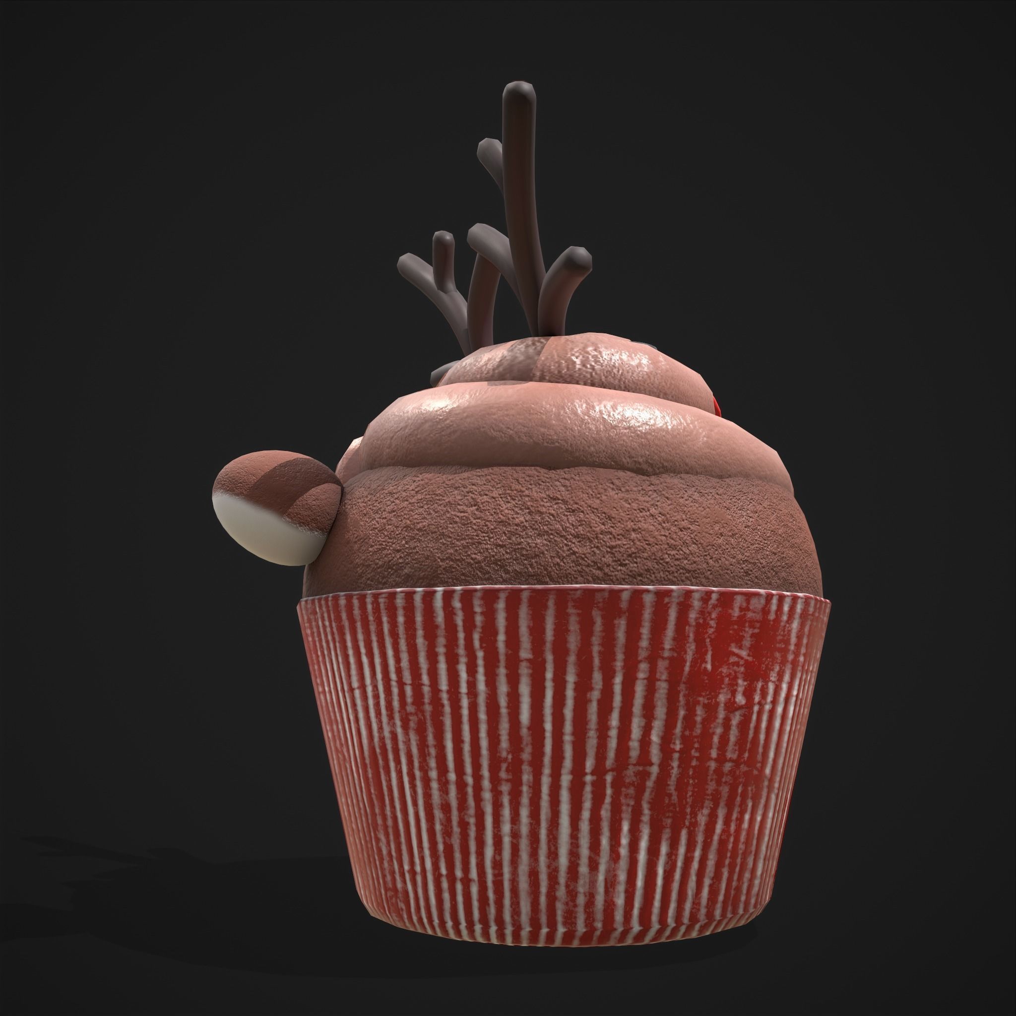 Reindeer Cupcake Low-poly 3D model_9