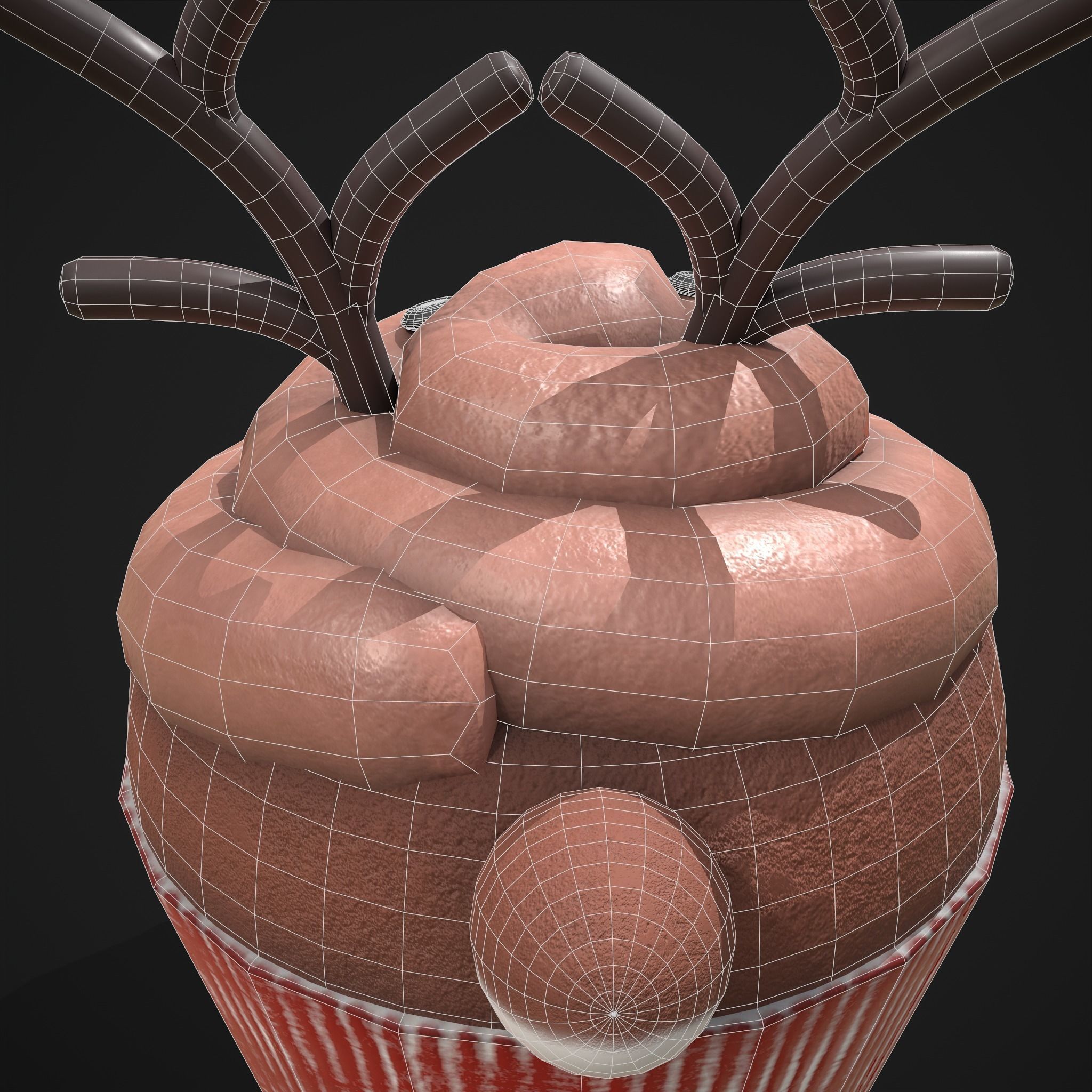 Reindeer Cupcake Low-poly 3D model_24