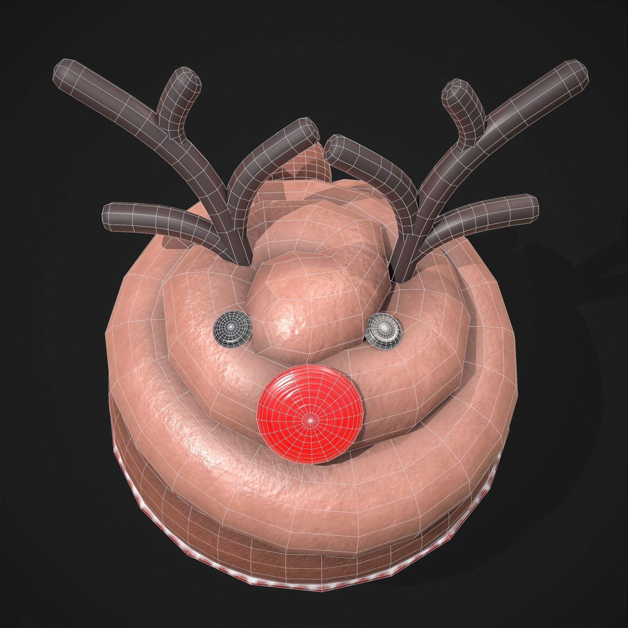 Reindeer Cupcake Low-poly 3D model_6