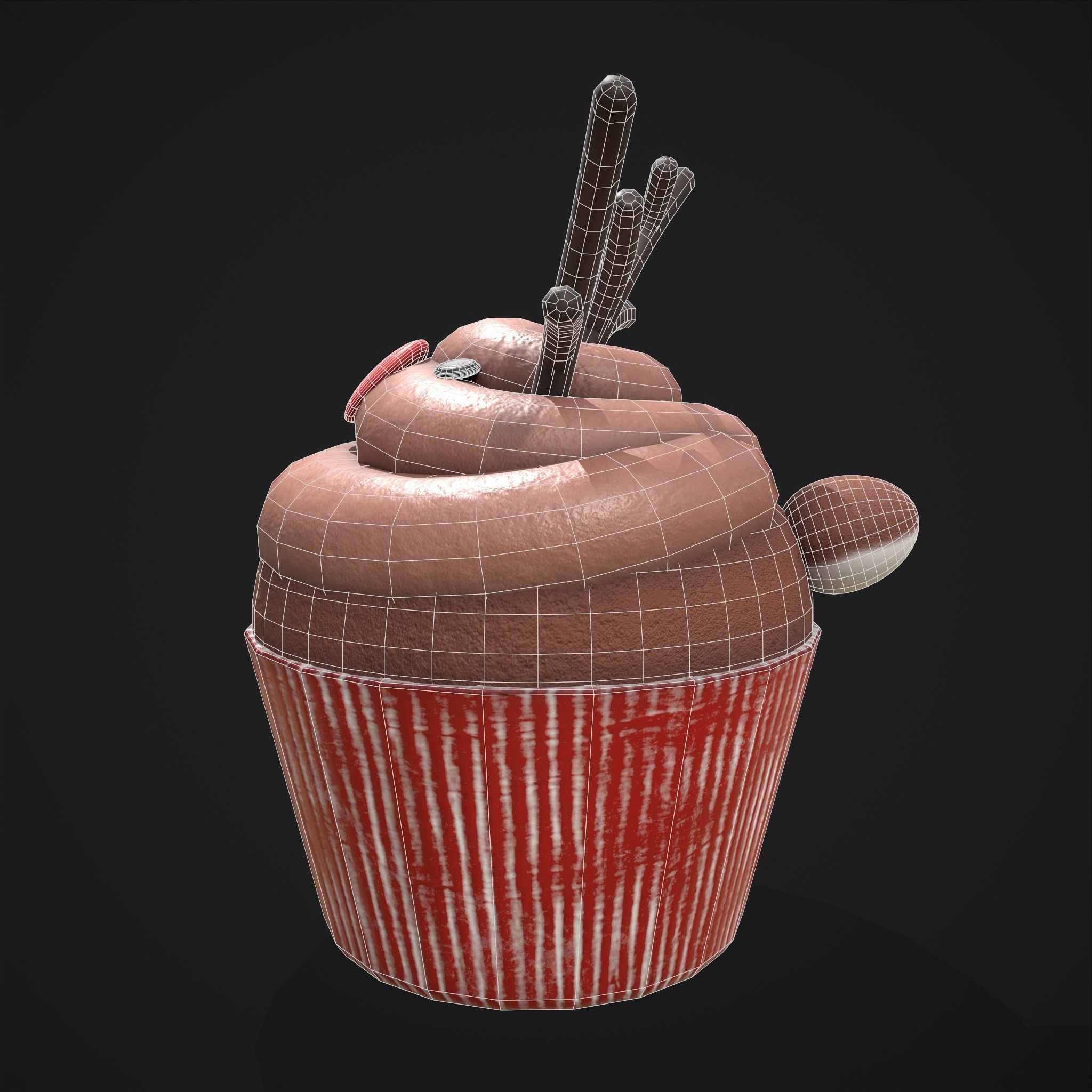 Reindeer Cupcake Low-poly 3D model_16