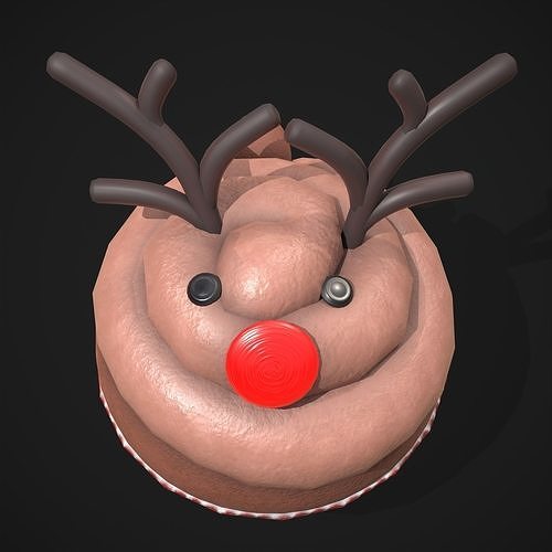Reindeer Cupcake Low-poly 3D model 5