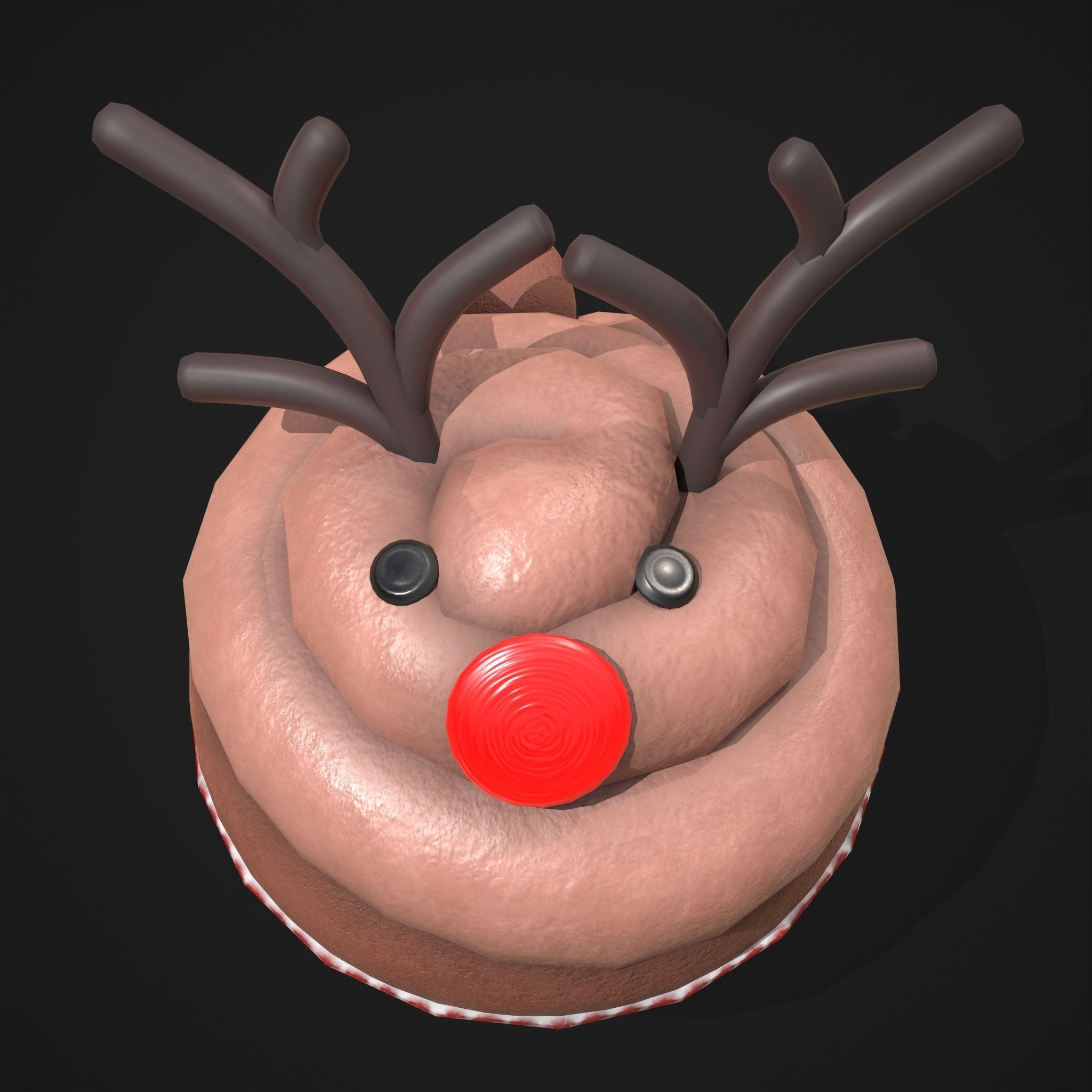 Reindeer Cupcake Low-poly 3D model_5