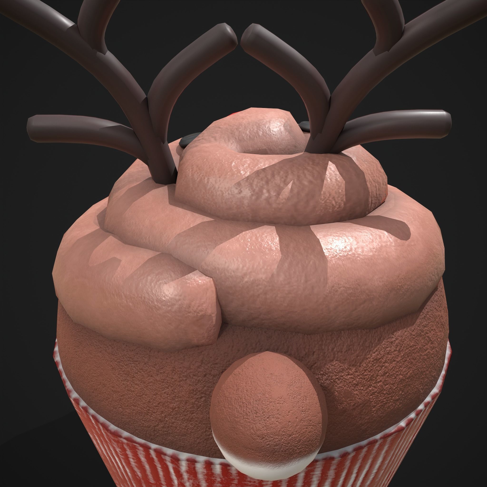 Reindeer Cupcake Low-poly 3D model_23