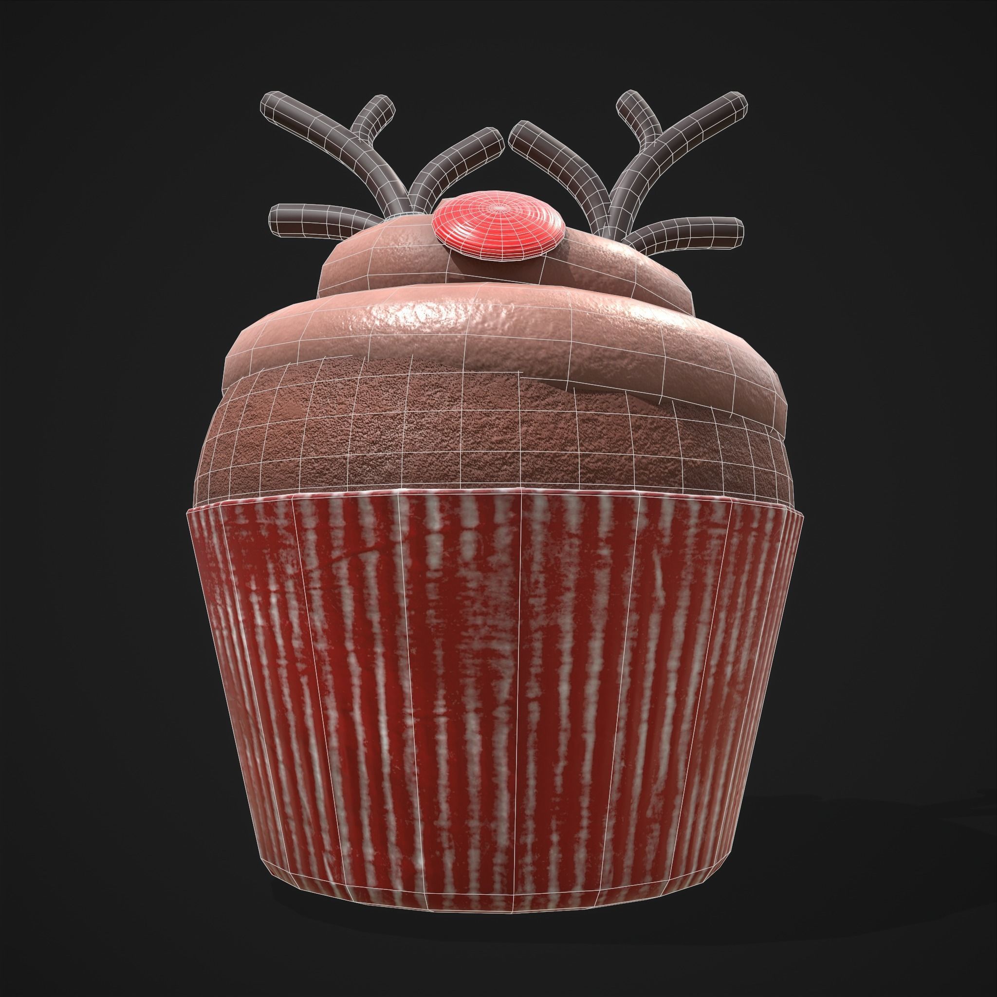 Reindeer Cupcake Low-poly 3D model_12