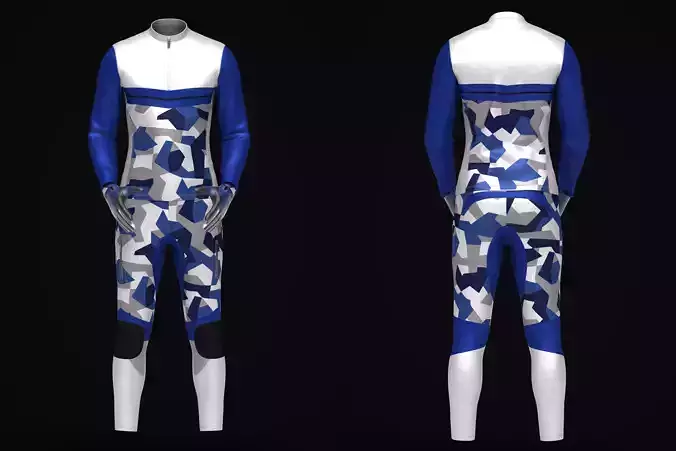 Cycling Set camouflage long sleeve jersey 3D model