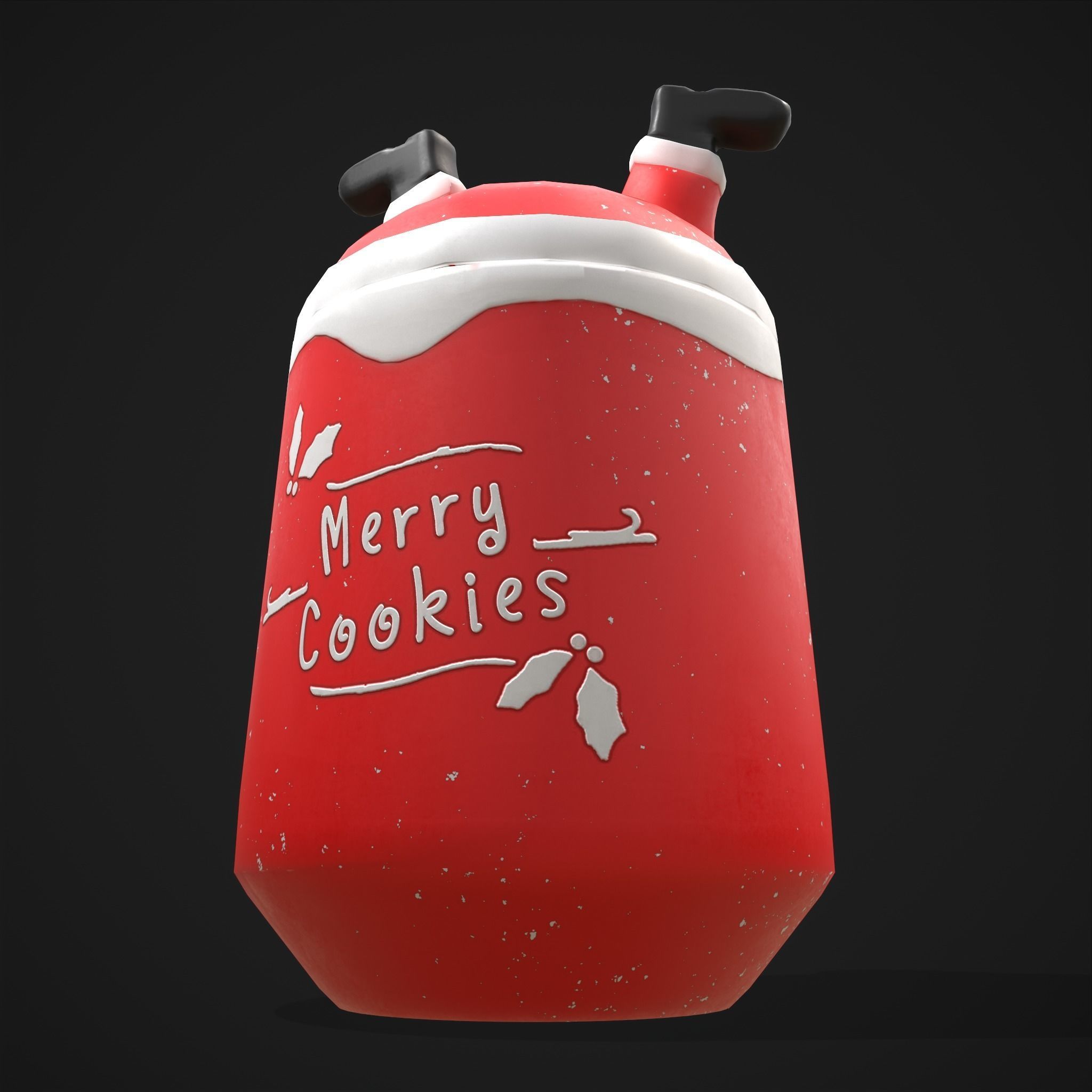 Santa Cookie Jar  Low-poly 3D model_5