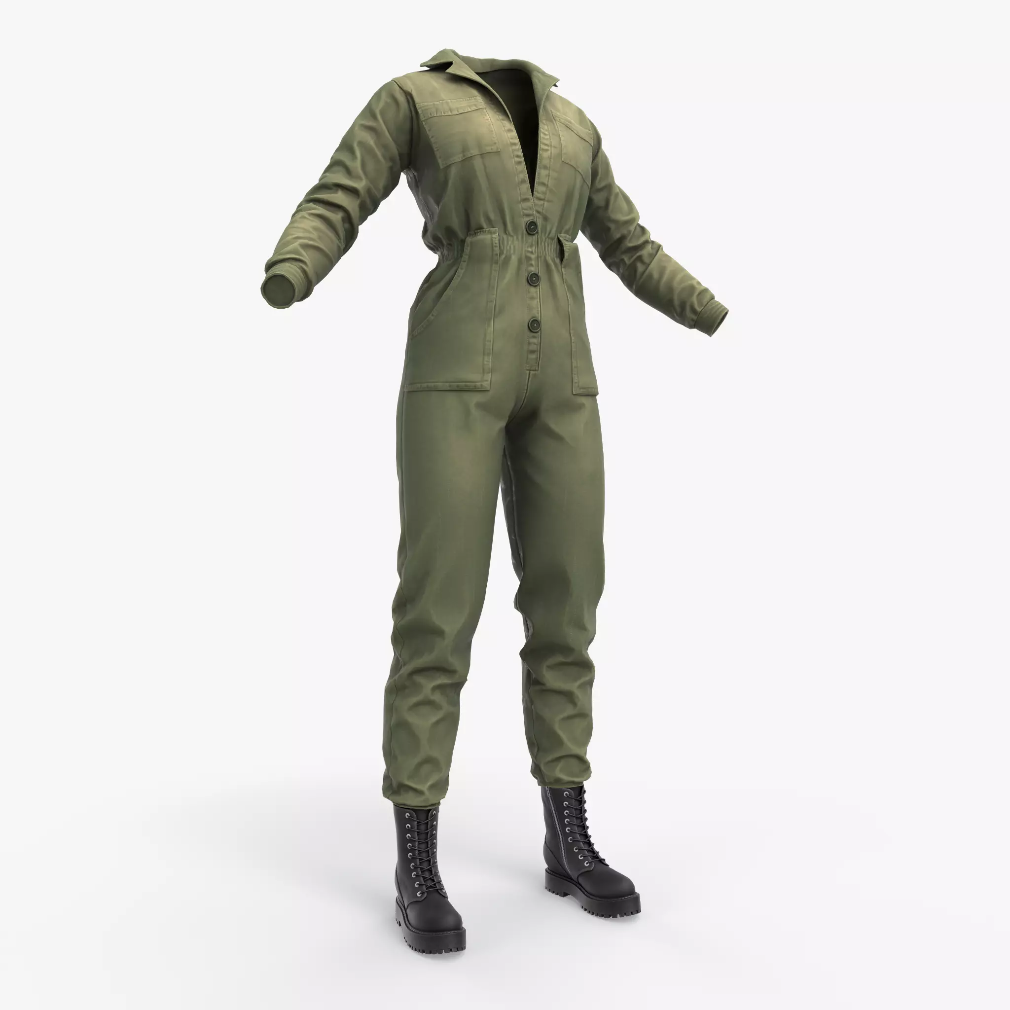Woman Overalls with Boots Game Ready Low-poly 3D model