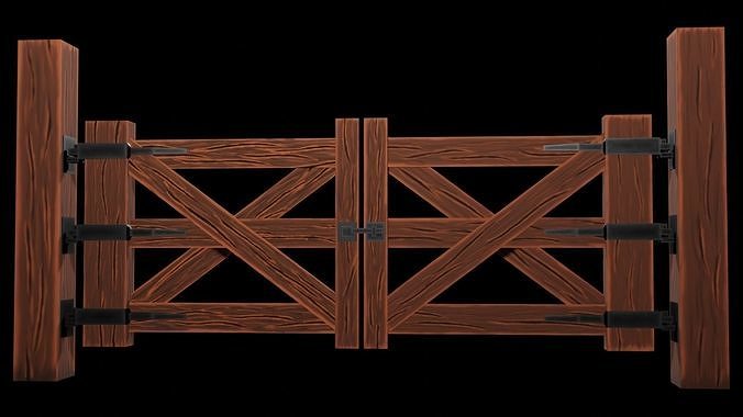 Wooden Gate Low-poly 3D model